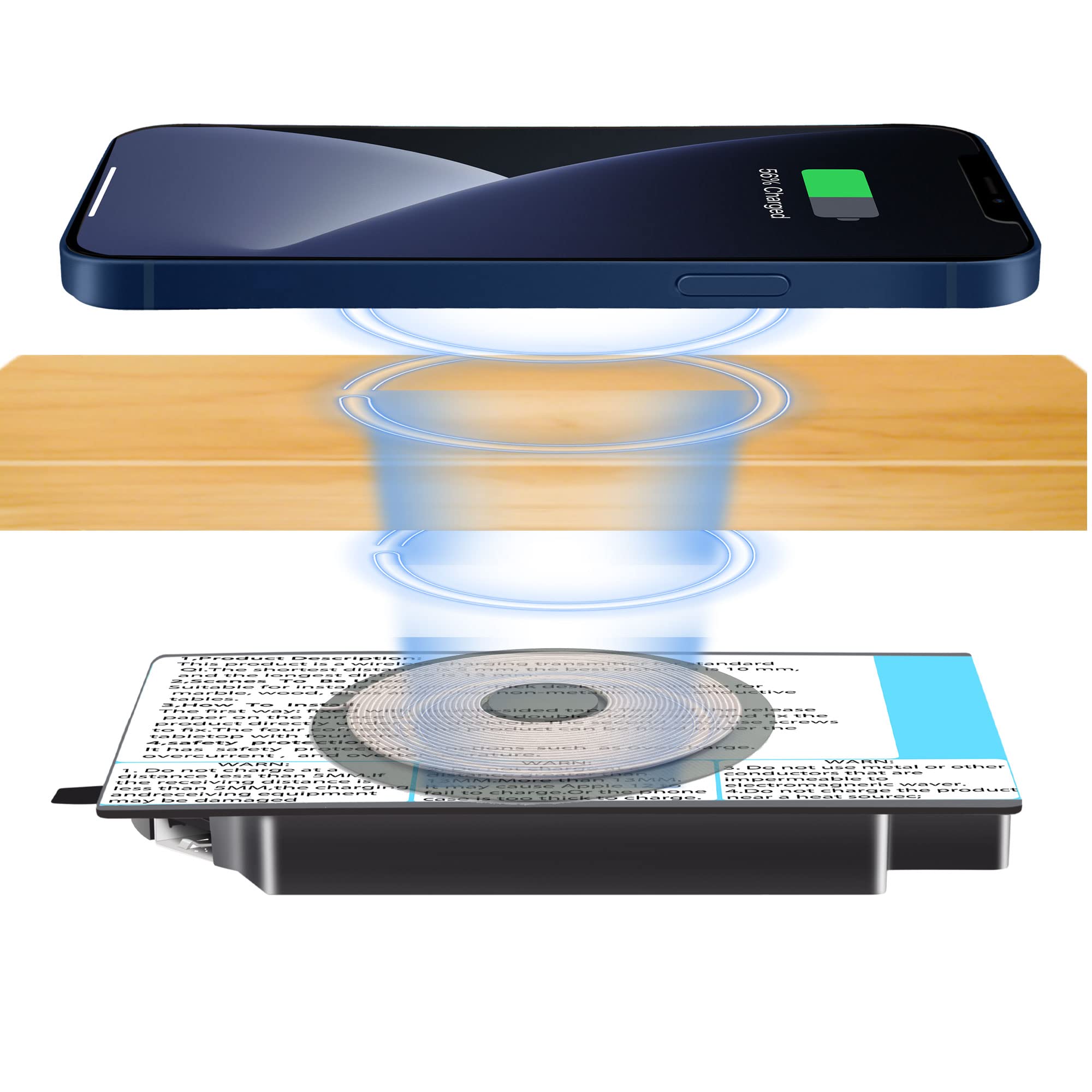 10W Invisible Wireless Charger - Under Desk Furniture Charging Pad for iPhone, Samsung & Qi Devices | Perfect for Home, Office & Gaming Setup