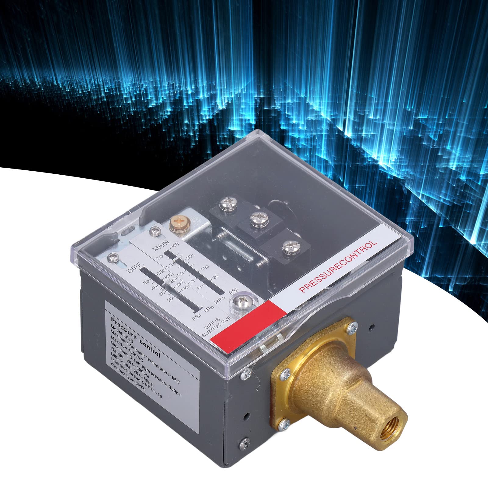 Eujgoov Adjustable Steam Pressure Controller Switch, NPT1/4?18 SPDT, for Steam Boilers & Liquid Systems - Perfect for Industrial, HVAC, and Home Brewing Applications