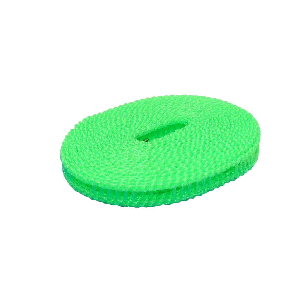 Windproof Non-Slip Drying Rope with Plastic Hangers - Heavy Duty Nylon Clothesline for Laundry, Organizing & Storage - Collapsible Half-Size Green Hanging Organizer - Perfect for Indoor/Outdoor Clothes Drying, Closet Organization & Space Saving Storage