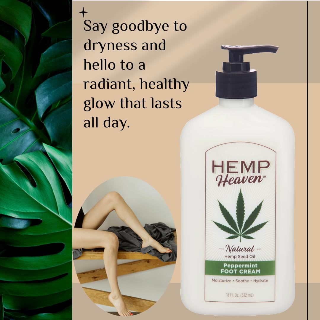 Organic Hemp Seed Oil Body Lotion for Dry Skin - Anti-Aging Moisturizer with Healing Vitamins for Wrinkles & Acne - Natural Skincare for Men & Women - Peppermint Scented - Perfect for Daily Hydration & Post-Workout Recovery