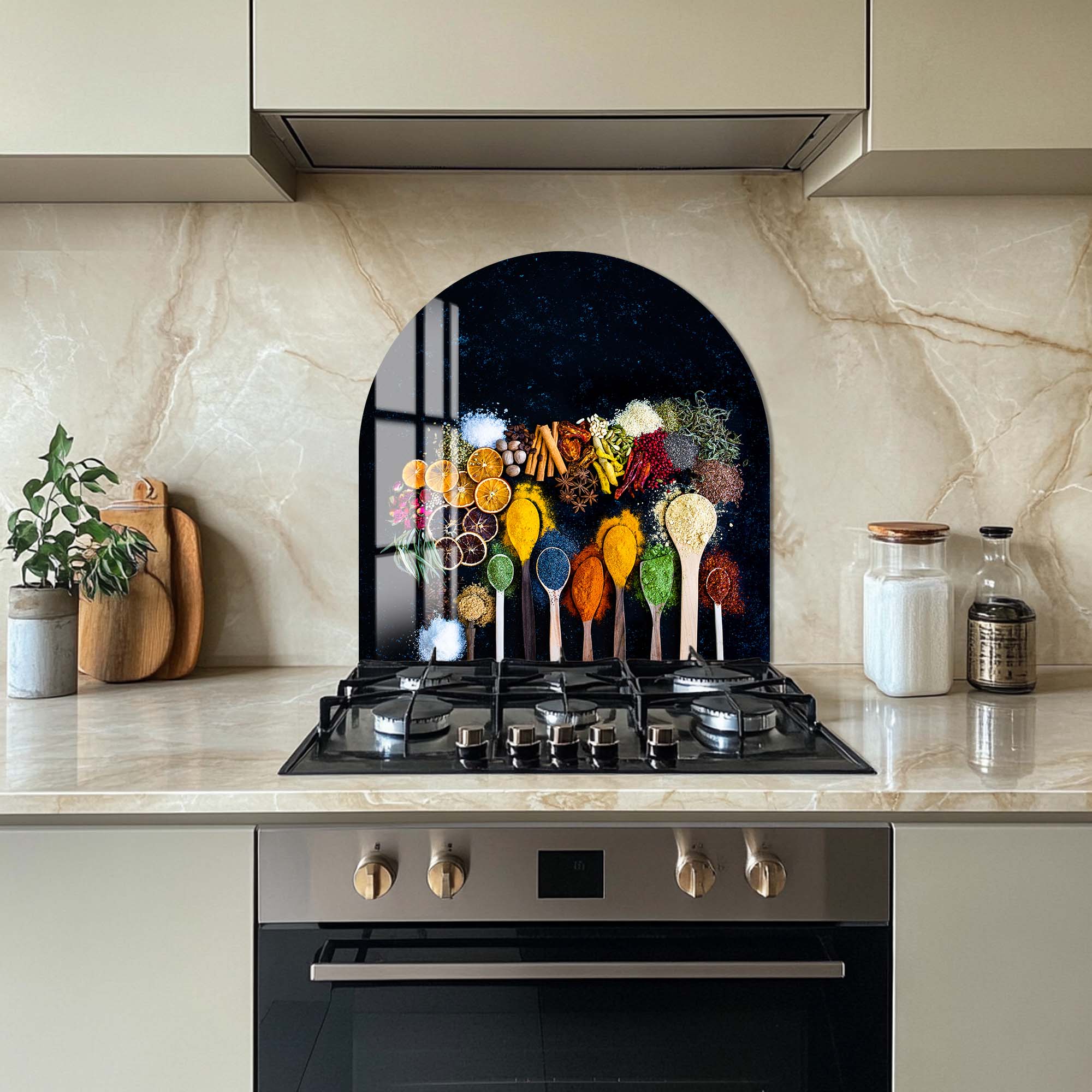 Premium Glass Splashback for Kitchen Backsplash - The Spices II Collection - Heat & Stain Resistant - Easy to Clean - Perfect for Modern Kitchens & Cooking Spaces