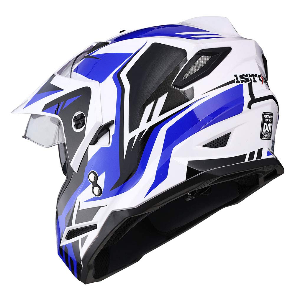 1Storm HF802 Dual Sport Motorcycle Helmet - DOT Certified Full Face Off-Road Motocross Helmet with Dual Visor for Men & Women | Ideal for Dirt Biking, ATV Riding & Adventure Touring