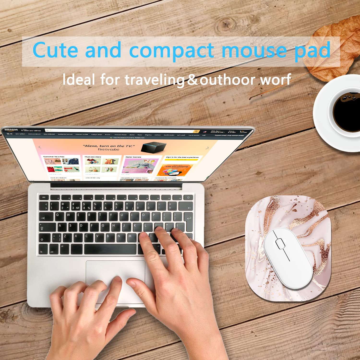 Premium Mini Mouse Pad 6x7 Inch - Non-Slip Rubber Base, Waterproof Desk Mat for Laptop, Wireless Mouse & Keyboard Tray - Home Office & Travel Essential - Gold Marble Design for Stylish Workspaces