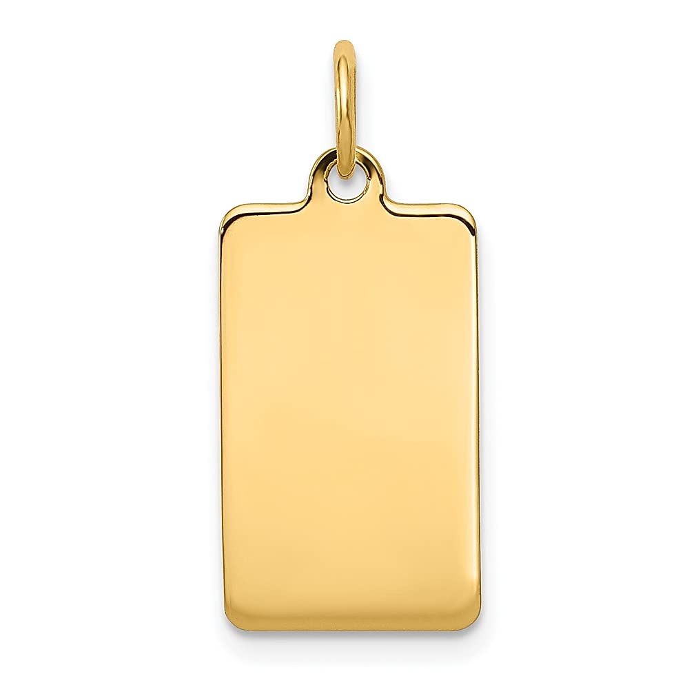 14K Yellow Gold Engravable Rectangular Disc Charm Pendant Necklace for Women - Personalized Fine Jewelry Gift for Her - Perfect for Birthdays, Anniversaries & Special Occasions