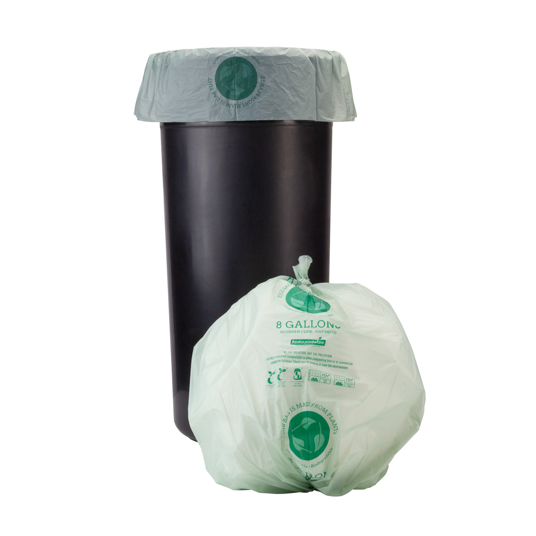 Eco-Friendly 8 Gallon Green Compostable Trash Bags - 100 Count Biodegradable Plastic Liners for Kitchen, Office & Outdoor Waste Disposal