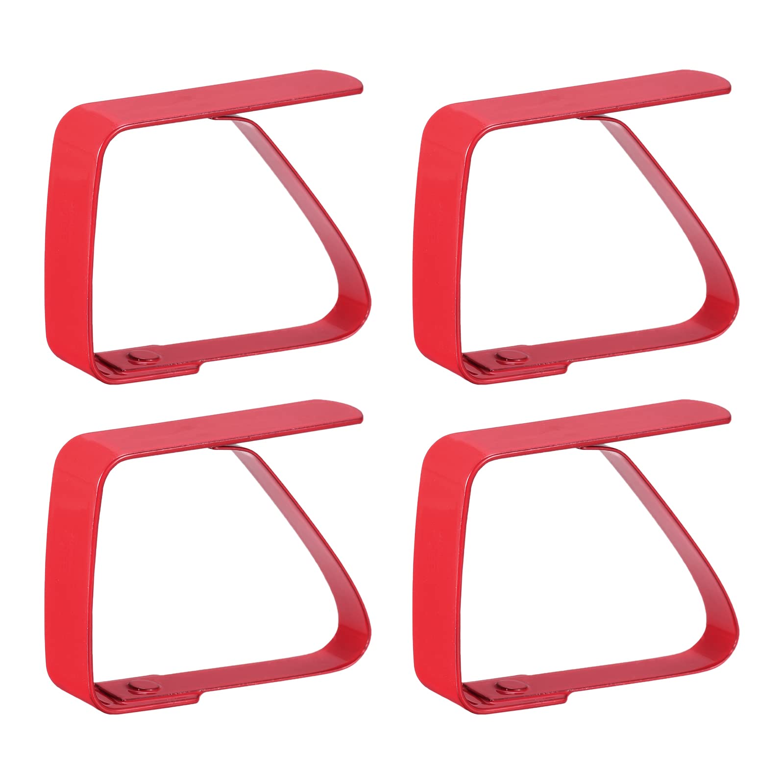 uxcell 420 Stainless Steel Tablecloth Clips 50mm x 40mm - 4 Pack Red Table Cloth Holders for Home, Restaurant, Banquet, Outdoor Picnic - Secure Table Linens for Parties, Weddings & BBQs