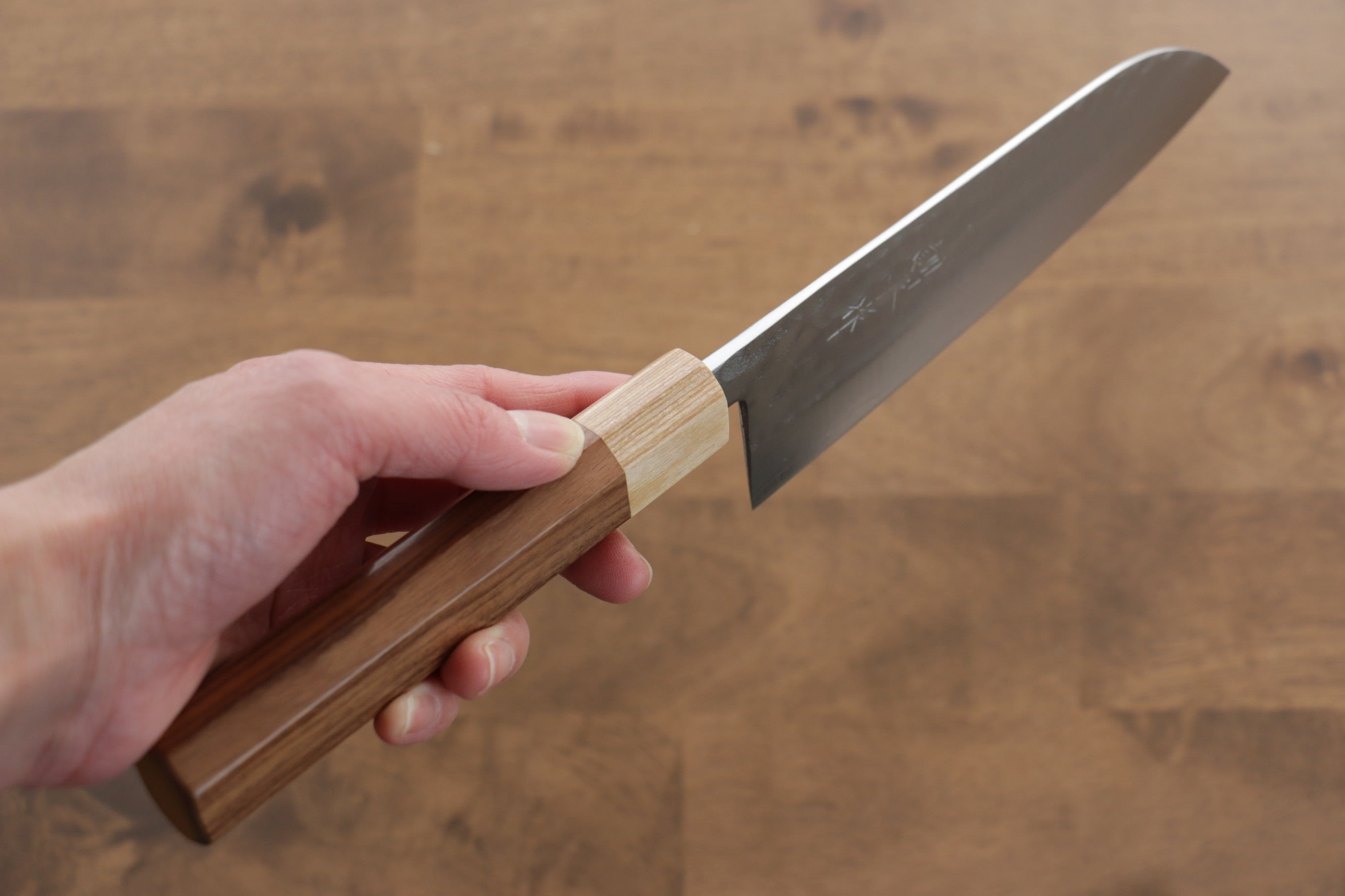 Kunihira VG1 Hammered Santoku Knife 170mm with Morado Wood Handle - Premium Japanese Kitchen Knife for Slicing, Dicing & Chopping Vegetables, Meat & Fish