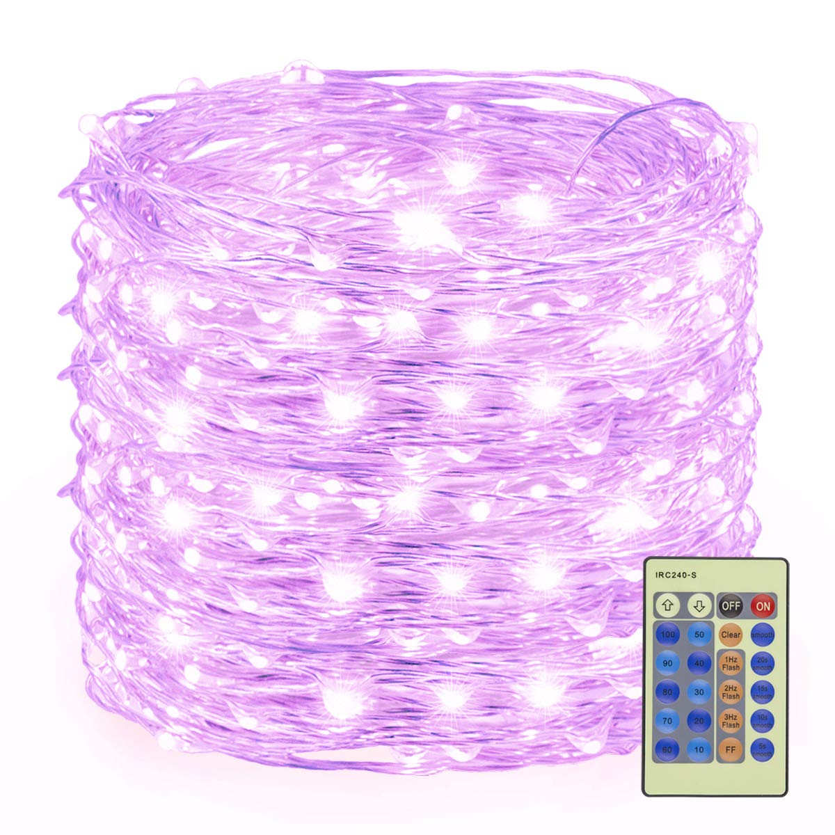 300 LED Purple Fairy String Lights with Remote - 99ft Silver Wire Firefly Lights for Christmas Tree, Wedding, Party & Home Decor | Indoor & Outdoor Decoration, DIY Costume, Table Centerpiece