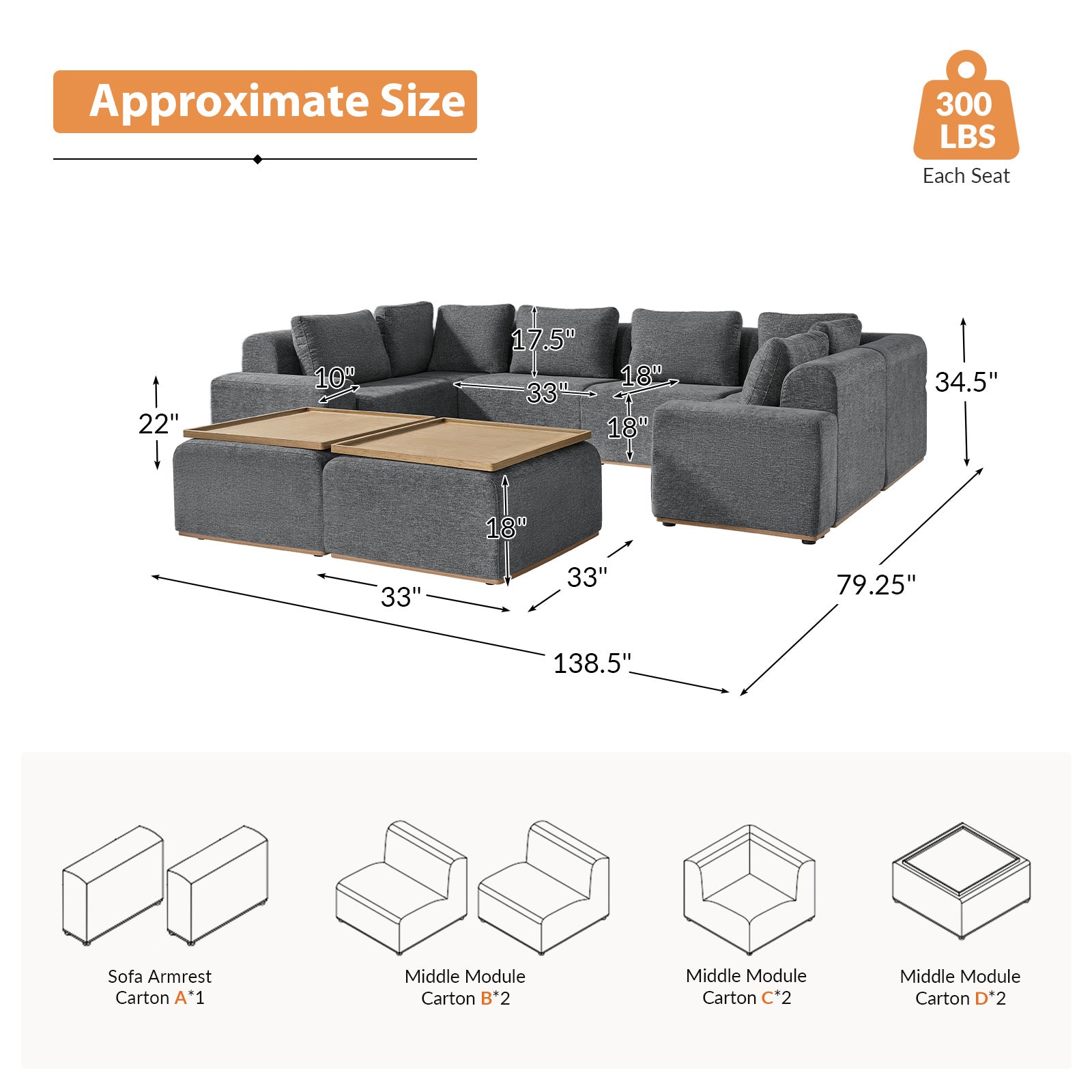 Premium Terra Cloud Sofa with Built-in Table - Modern Comfort for Living Room, Lounge & Outdoor Relaxation
