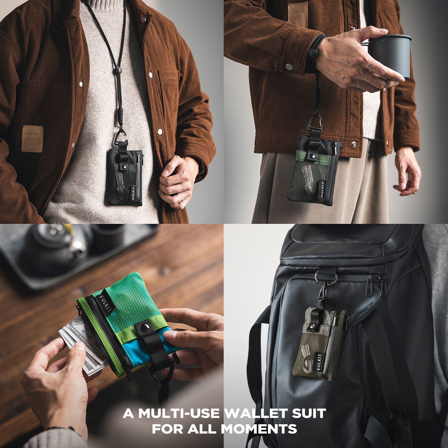 Minimalist RFID Blocking Wallet with ID Window - Water Resistant Slim Wallet for Men & Women - Includes Lanyard & Keychain - Perfect for Travel, Work & Everyday Use