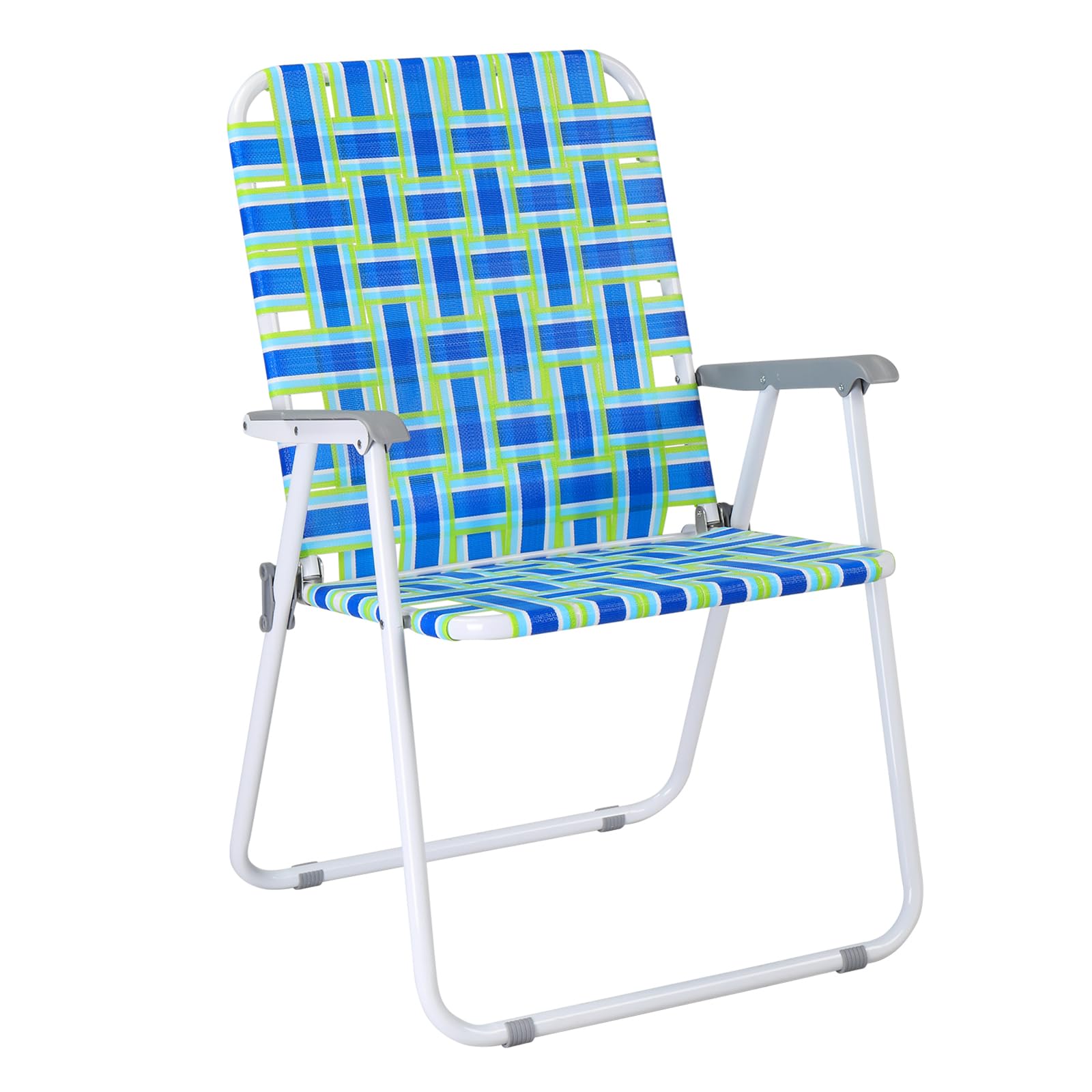 VINGLI Oversized Patio Lawn Folding Chairs Set of 2 - Heavy Duty Webbed Outdoor Beach Chairs, Portable Dining Chairs for Backyard, Garden, Poolside & Camping (Blue, Extra Large) - Perfect for Relaxing, Sunbathing & Outdoor Gatherings