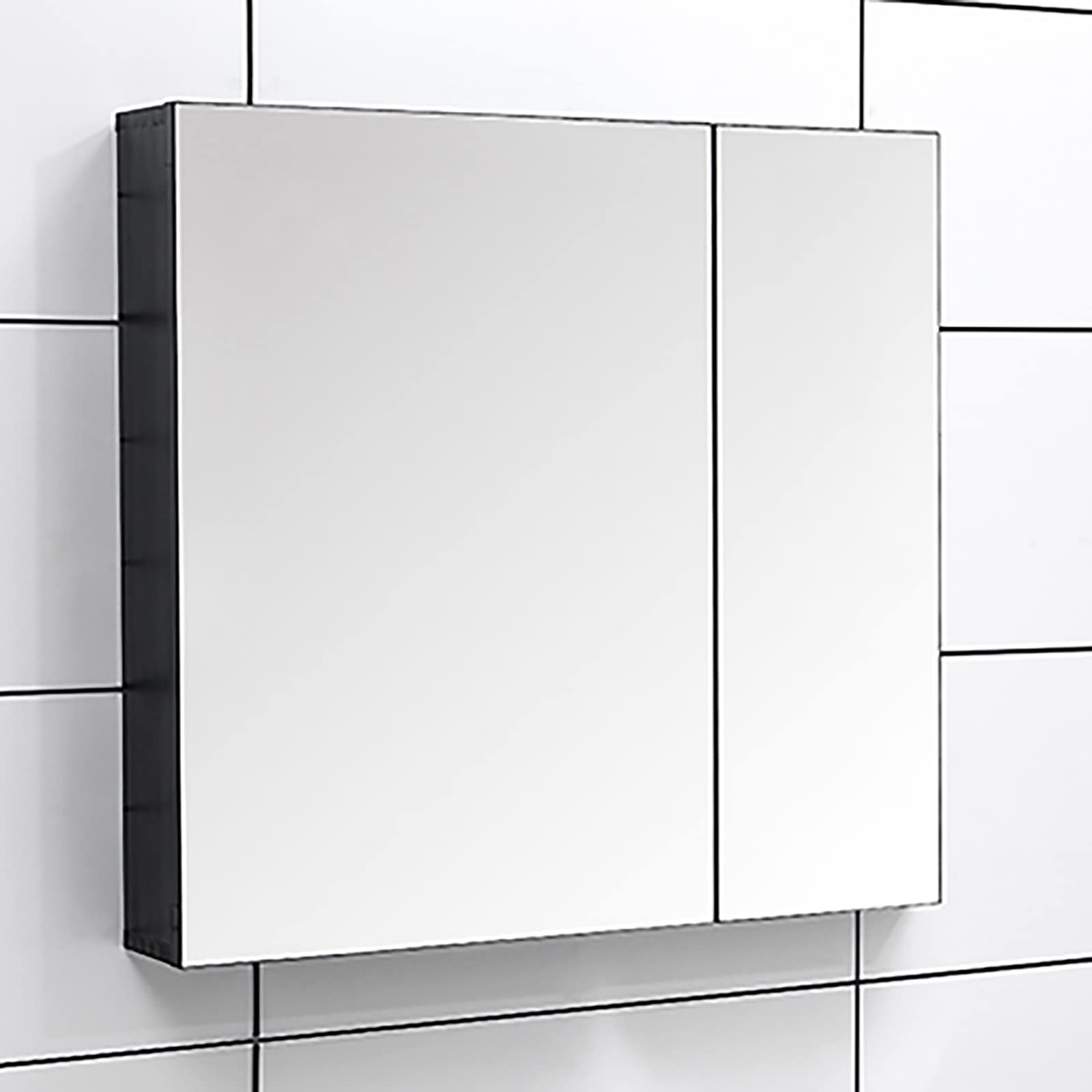 CAYJ Wall Mounted Bathroom Cabinet with Double Mirror Doors - Frameless Medicine Cabinet with Storage Shelves, Recessed or Surface Mount (28
