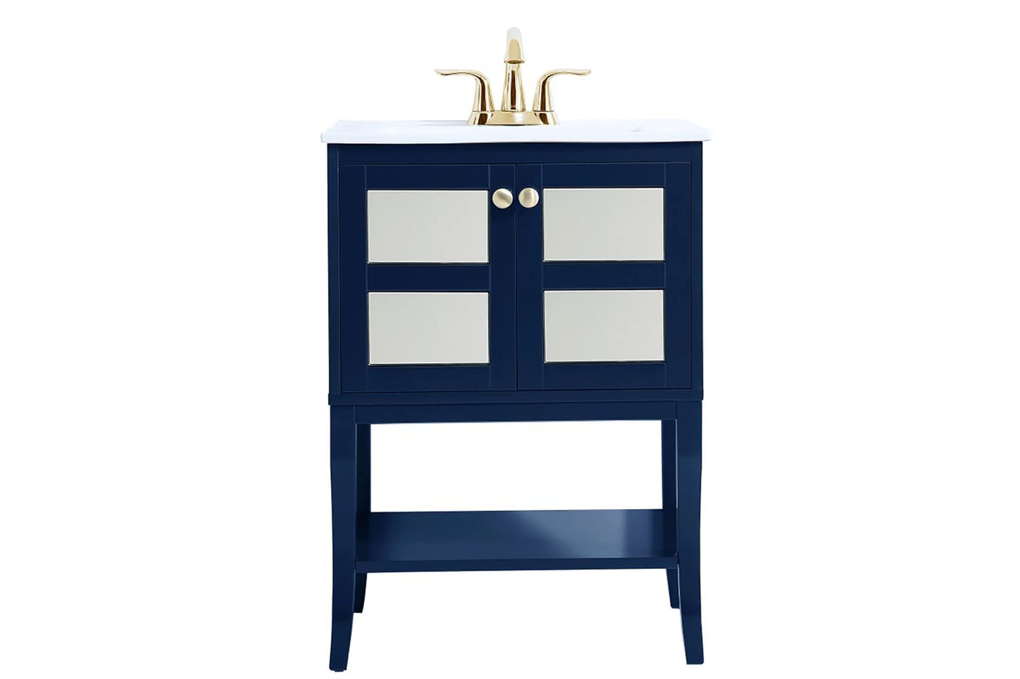 24 Inch Blue Bathroom Vanity Cabinet with Sink - Modern Elegant Kitchen & Bath Storage for Small Spaces | Perfect for Guest Bathrooms, Powder Rooms & Apartment Remodels