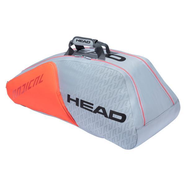 Head Radical Supercombi 9 Pack Tennis Racquet Bag (Grey/Orange) - Perfect for Tennis Players & Coaches - Durable Gear Storage for Courts, Tournaments & Travel