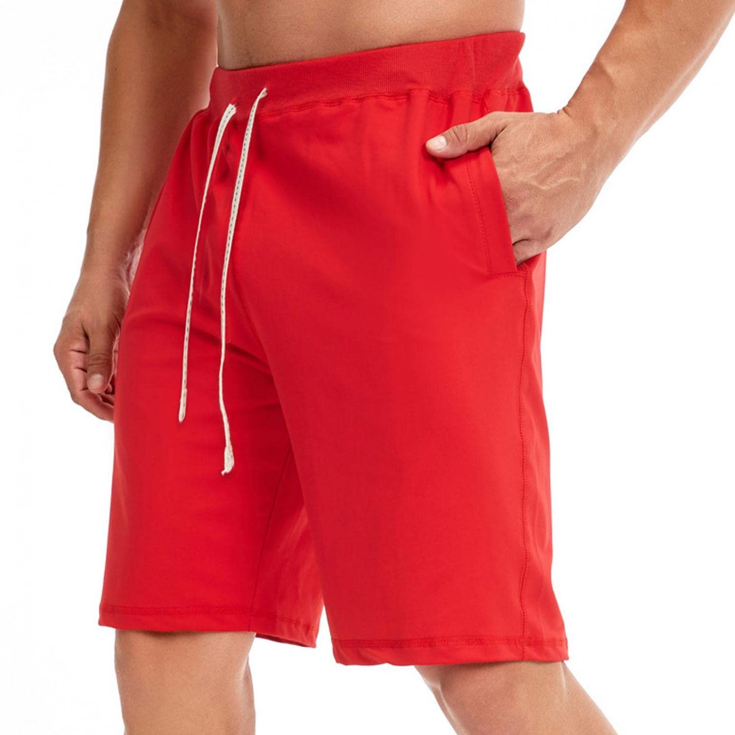 **Men's Comfort Flex Waistband Casual Shorts with Pockets - Workout, Gym, Running & Lounge Wear**