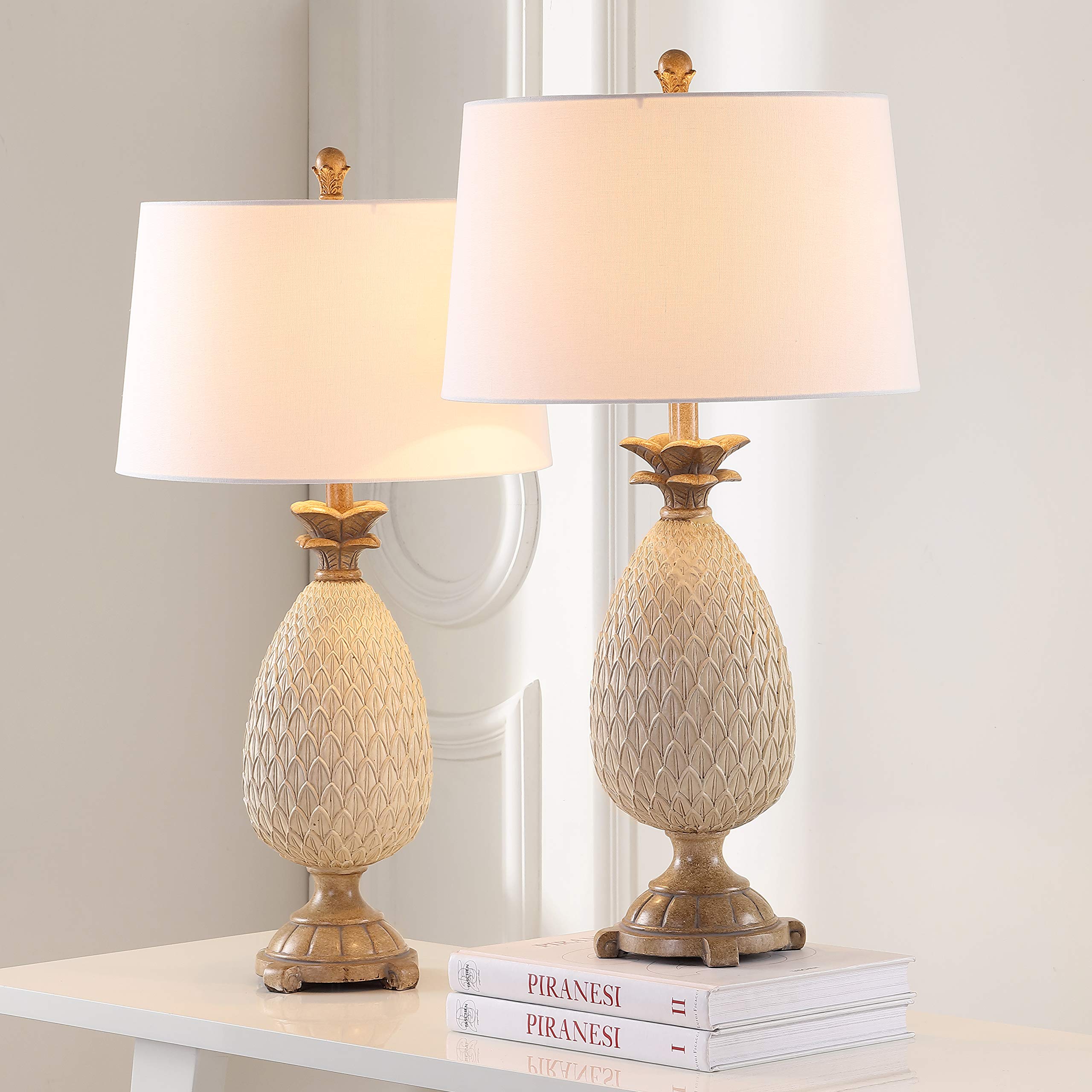 SAFAVIEH Briar Coastal Antique Cream & Brown Pineapple Table Lamp Set of 2 - 31