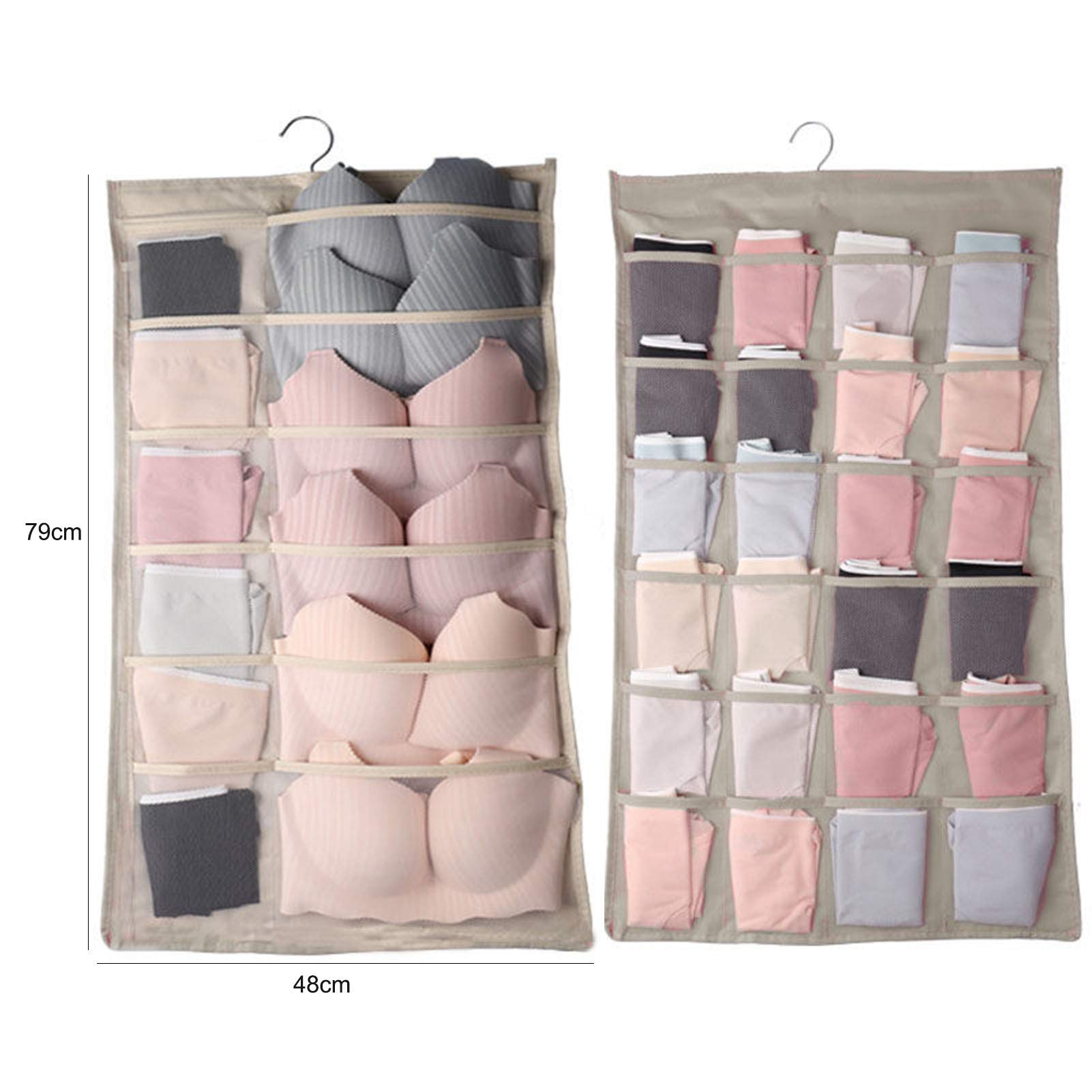 Double-Sided Underwear & Bra Organizer Hanging Storage Bag - Multifunctional Closet Clothes Organizer for Women, Pink | Perfect for Travel, Home & Dorm Organization
