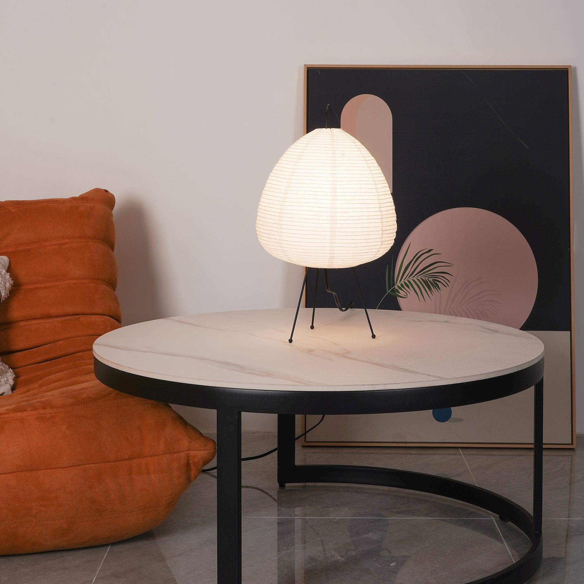 Japanese Akari Paper Table Lamp - Handmade Shoji Style Lighting for Bedroom, Living Room & Office - Warm Ambient Light for Relaxation & Decor