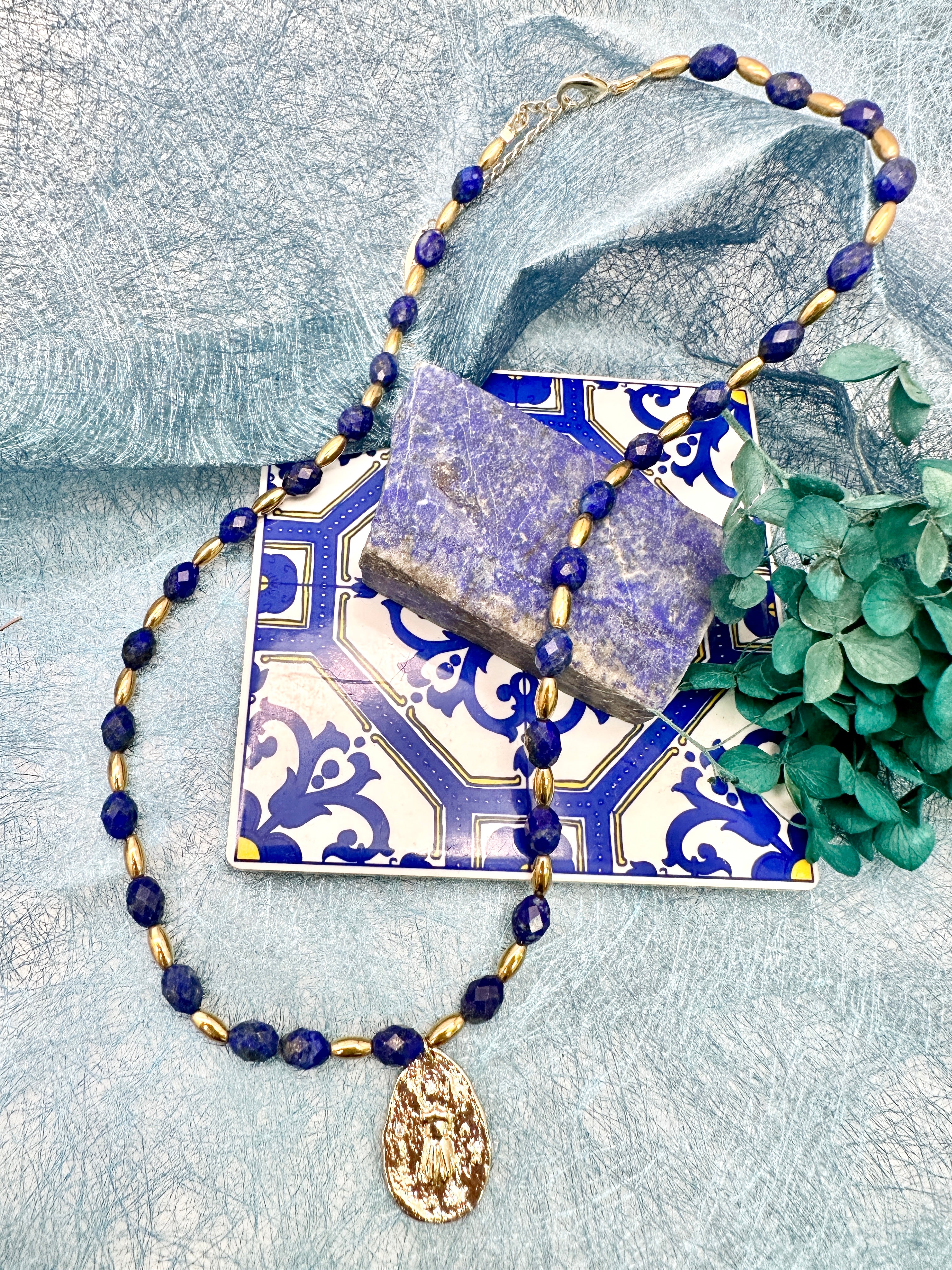 Blue Lapis Coin Pendant Necklace LN035 - Elegant Gemstone Jewelry for Women, Perfect for Gifts, Parties & Everyday Wear