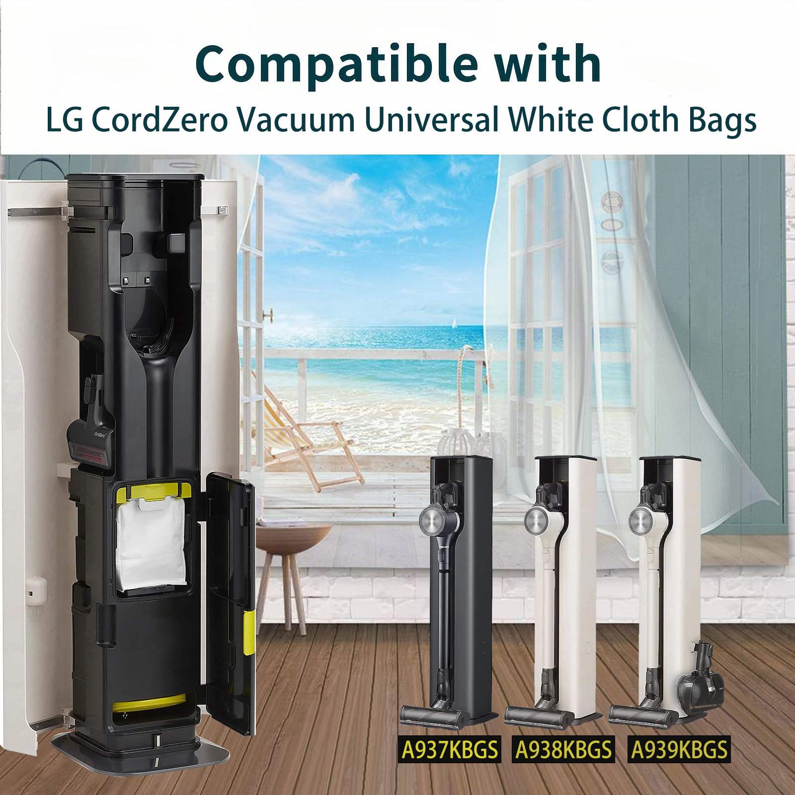 12 Pack Vacuum Dust Bags for LG CordZero A937KGMS A939KBGS A938KBMS - Replacement Dust Bags Compatible with LG All-in-One Tower Cordless Vacuum Cleaner - Perfect for Pet Hair, Dust & Allergen Removal in Home & Office Cleaning