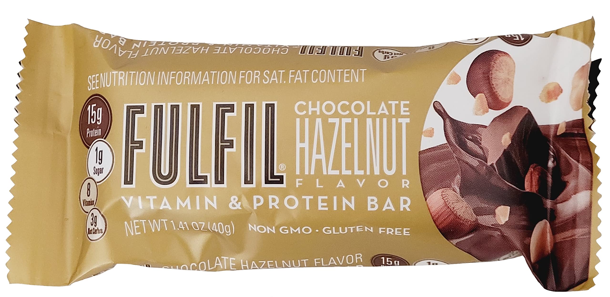Fulfil Protein & Vitamin Bars - Chocolate Peanut Caramel, Peanut Butter & Hazelnut Flavors - 6 Pack (1.41oz Each) - High Protein Snack for Workouts, Travel & On-the-Go Energy - Includes Free Bag Clip