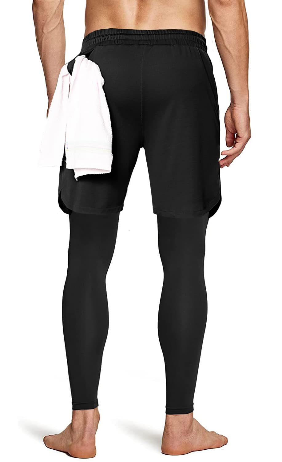 Aolesy Men's 2 in 1 Running & Gym Workout Pants - Breathable Compression Training Athletic Pants for Jogging, Fitness & Sports Activities