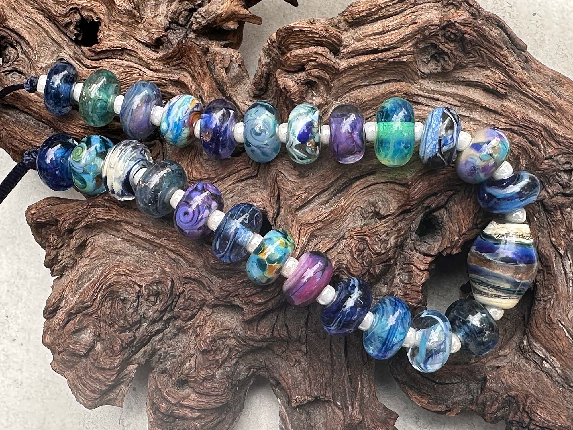 25pcs Handmade Blue Orphan Mix Lampwork Glass Beads for Jewelry Making - DIY Bracelets, Necklaces & Craft Projects - Unique Artisan Beads for Beading & Scrapbooking