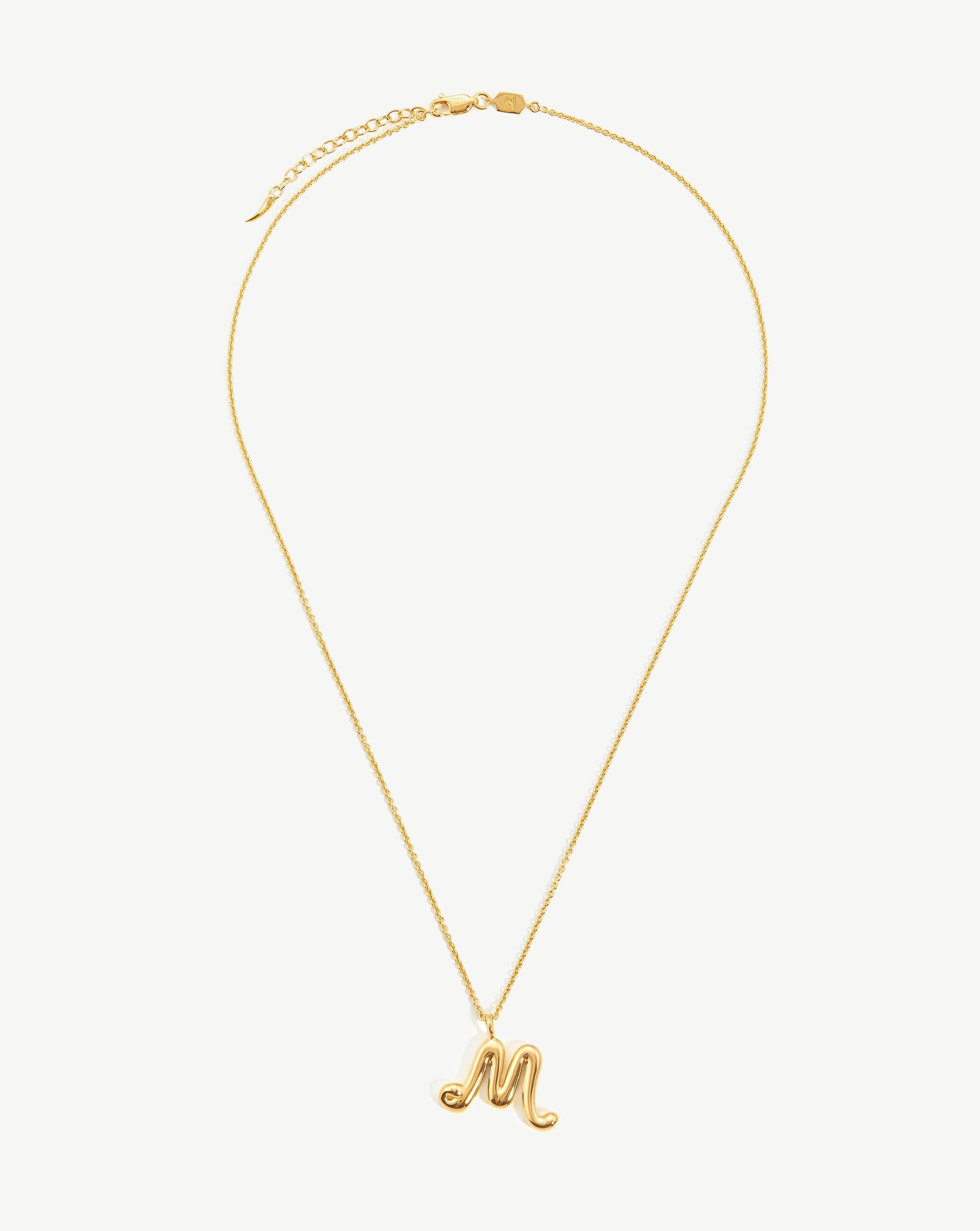 Curly Molten Initial Pendant Necklace - Personalized Initial M - 18k Gold Vermeil Jewelry for Women - Perfect Gift for Birthday, Anniversary & Valentine's Day