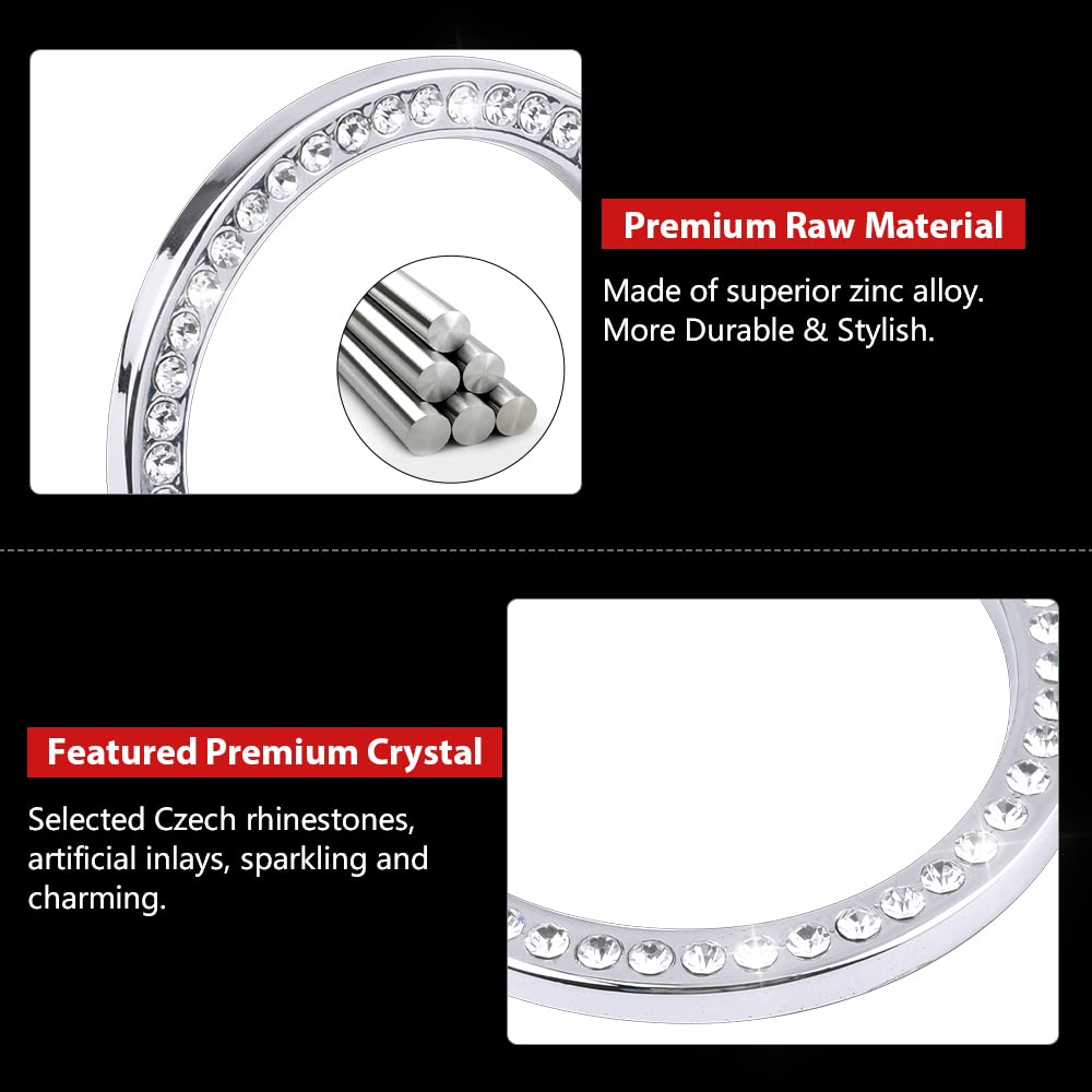 Sparkling Silver Rhinestone Car Accessories - Engine Start Stop Button Cover for Honda Accord 10th Gen | Bling Ignition Ring Stickers | Interior Decoration Trim | Perfect for Car Customization & Luxury Upgrade