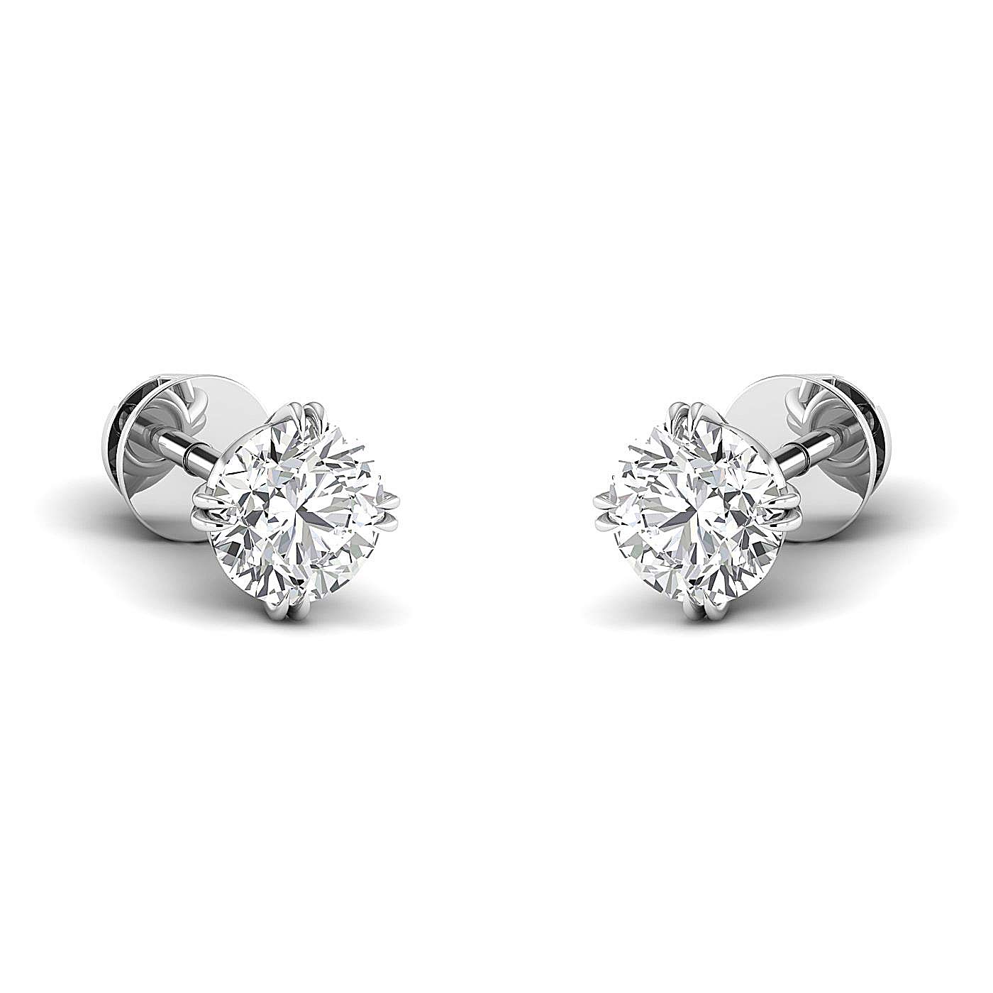 Forever Classic 14K White & Rose Gold Screw Back Stud Earrings with Colorless Moissanite (0.46-2.00 Carat) | FG/VVS Diamond Quality | Women's Fine Jewelry | Perfect for Weddings, Anniversaries & Special Occasions