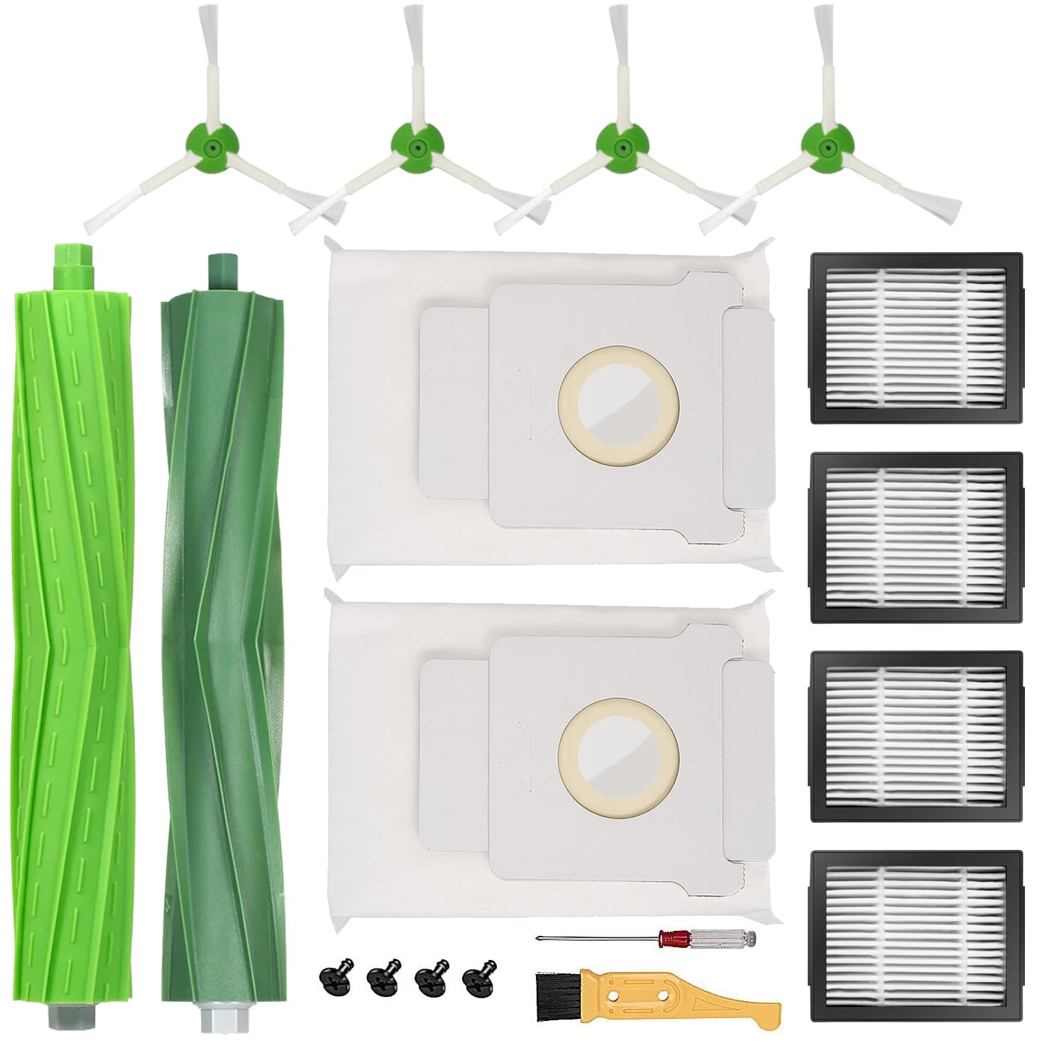 iRobot Roomba i7/i7+/j7/j7+/i3/i3+/i4/i4+/i6/i6+/i8/i8+ Replacement Parts Kit - Multi-Surface Rubber Brushes, Vacuum Filters, Side Brushes & Bags | Compatible with Roomba Plus Series | Perfect for Pet Hair & Hardwood Floors
