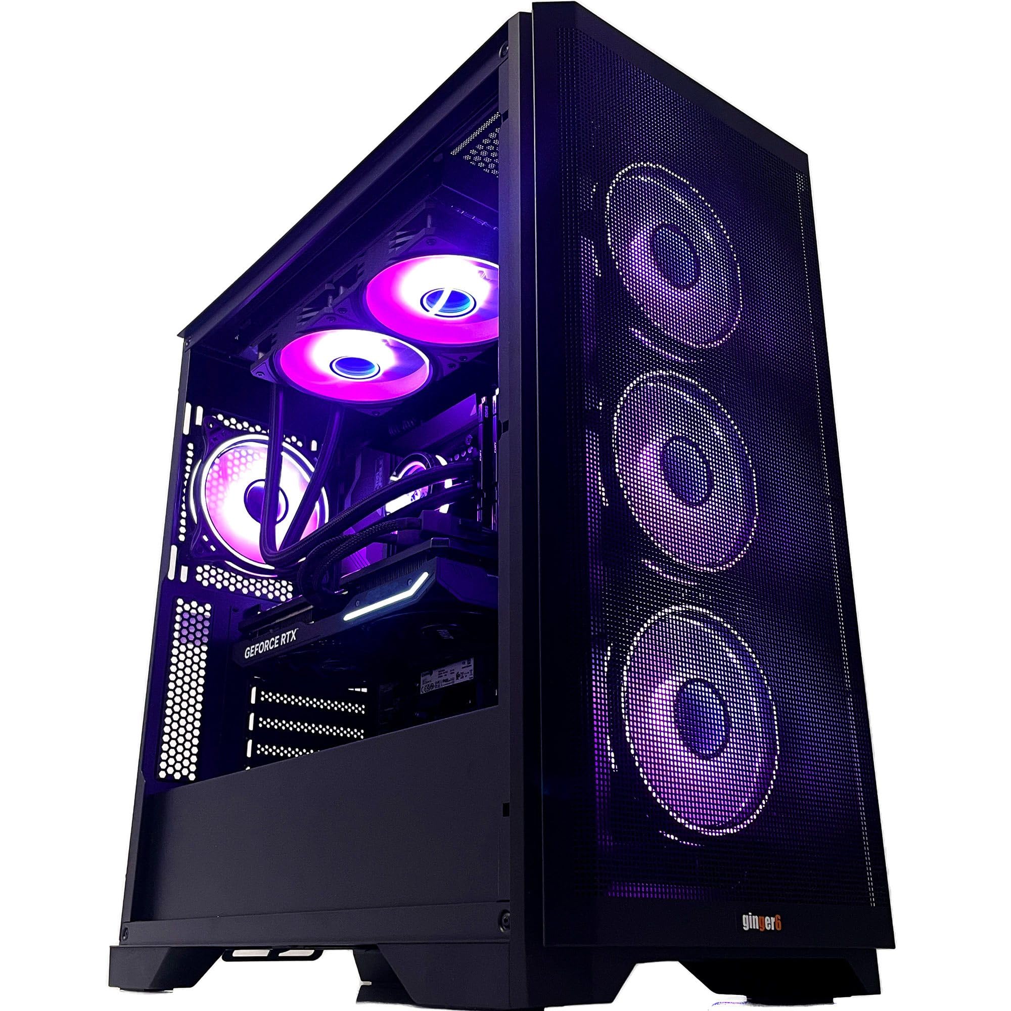 Ginger6 Gaming PC Desktop 14ZH55P-6PX - Intel Core i7-14700F, AMD Radeon RX 7600 8GB GPU, 4TB NVMe SSD, 16GB DDR5 RAM, Z790 Motherboard, WiFi 6E, Liquid Cooling, Win 11 Home - Perfect for 4K Gaming, Streaming & Content Creation