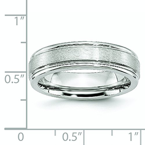 Men's Cobalt Blue Satin & Polished 6mm Wedding Band Ring with Ridged Edge - Perfect for Engagement, Anniversary & Special Occasion Gifts
