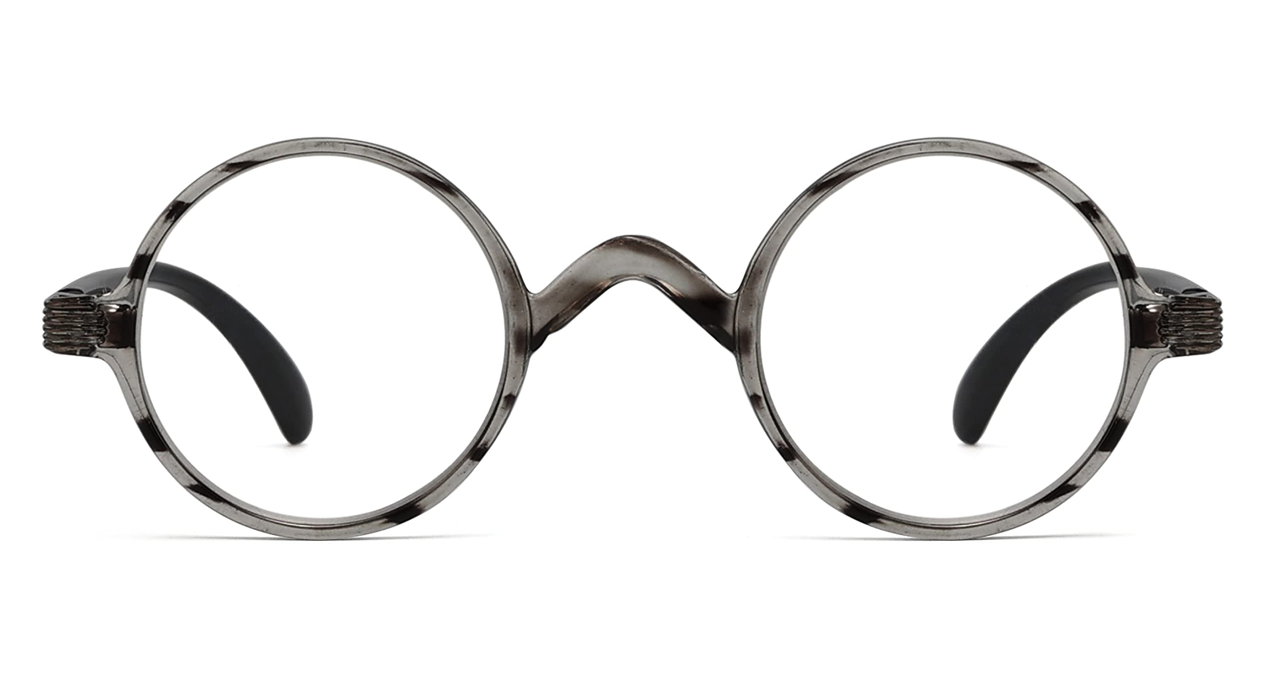 Vintage Round Reading Glasses for Women & Men - Grey Striped +1.50 Magnification - Perfect for Reading Books, Working on Computers & Close-Up Tasks