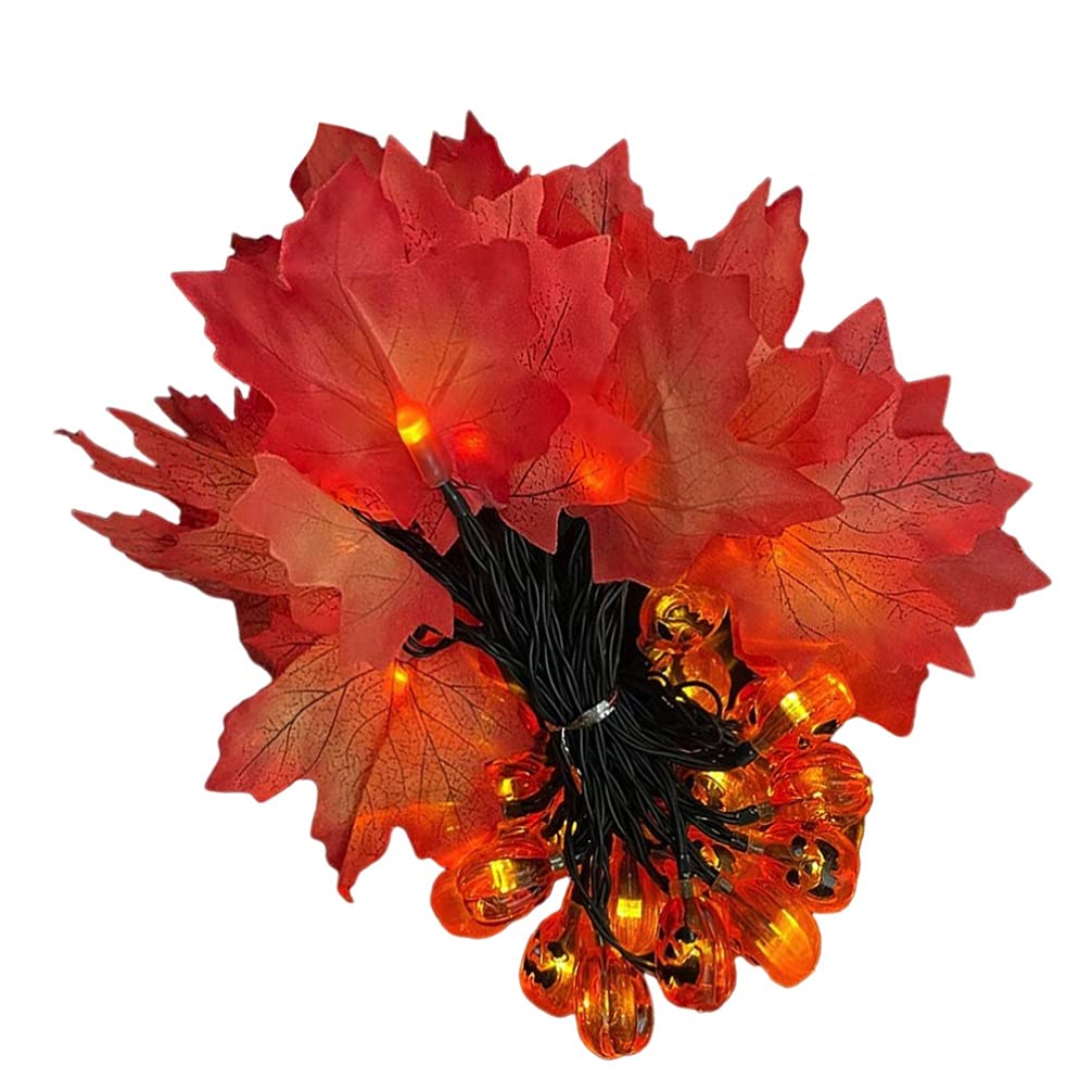 Solar Powered LED Maple Leaf String Lights - 50Pcs 7M Fairy Lights with 8 Modes for Halloween, Fall, Thanksgiving & Christmas Decorations - Outdoor/Indoor Party, Garden, Wedding, Home Decor