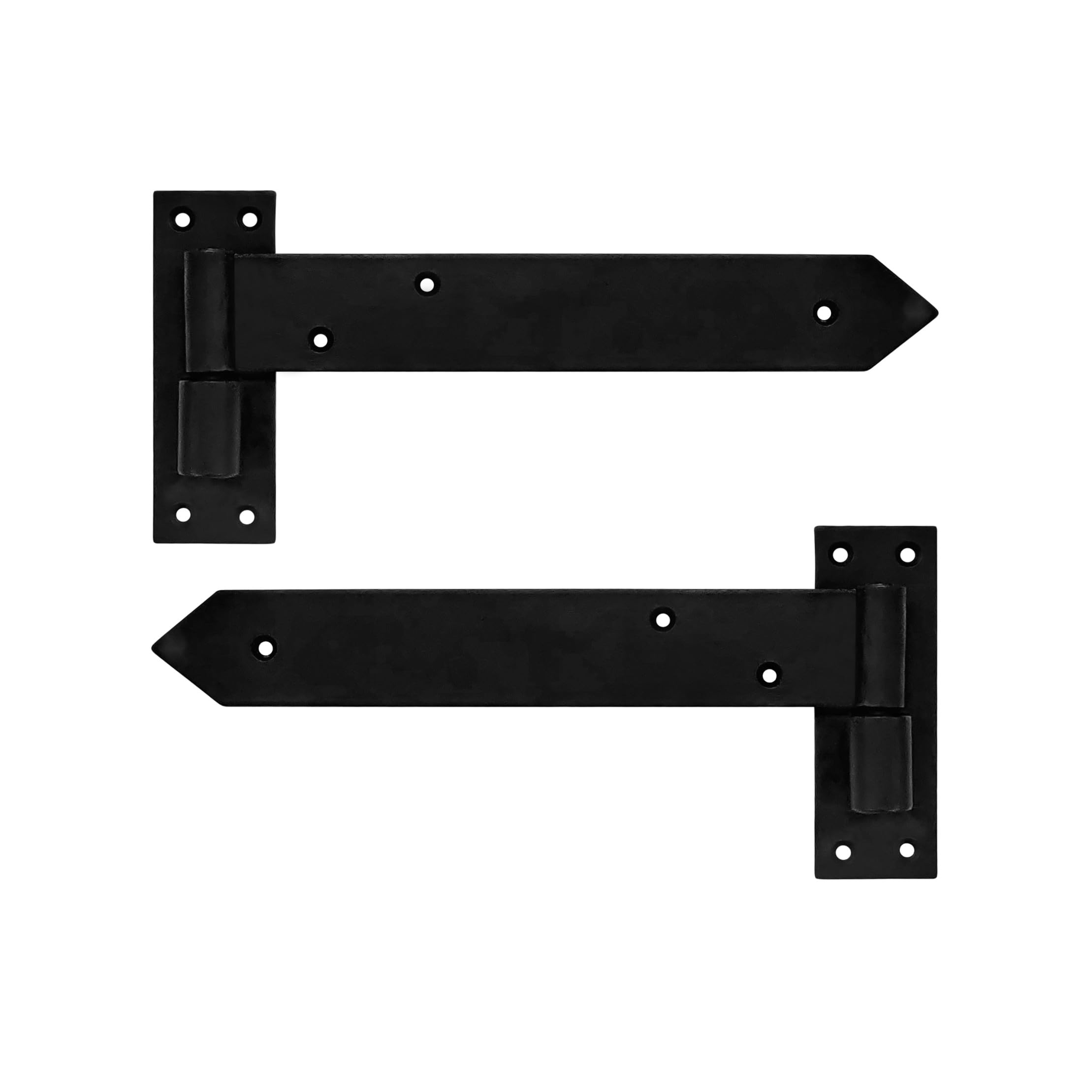 Heavy Duty 2-Piece Black Matte T Hinge Set for Wooden Fences, Barn Doors & Shed Doors - Outdoor Gate Hinges with Rust-Resistant Finish - Perfect for Backyard Fences, Farm Gates and Storage Sheds