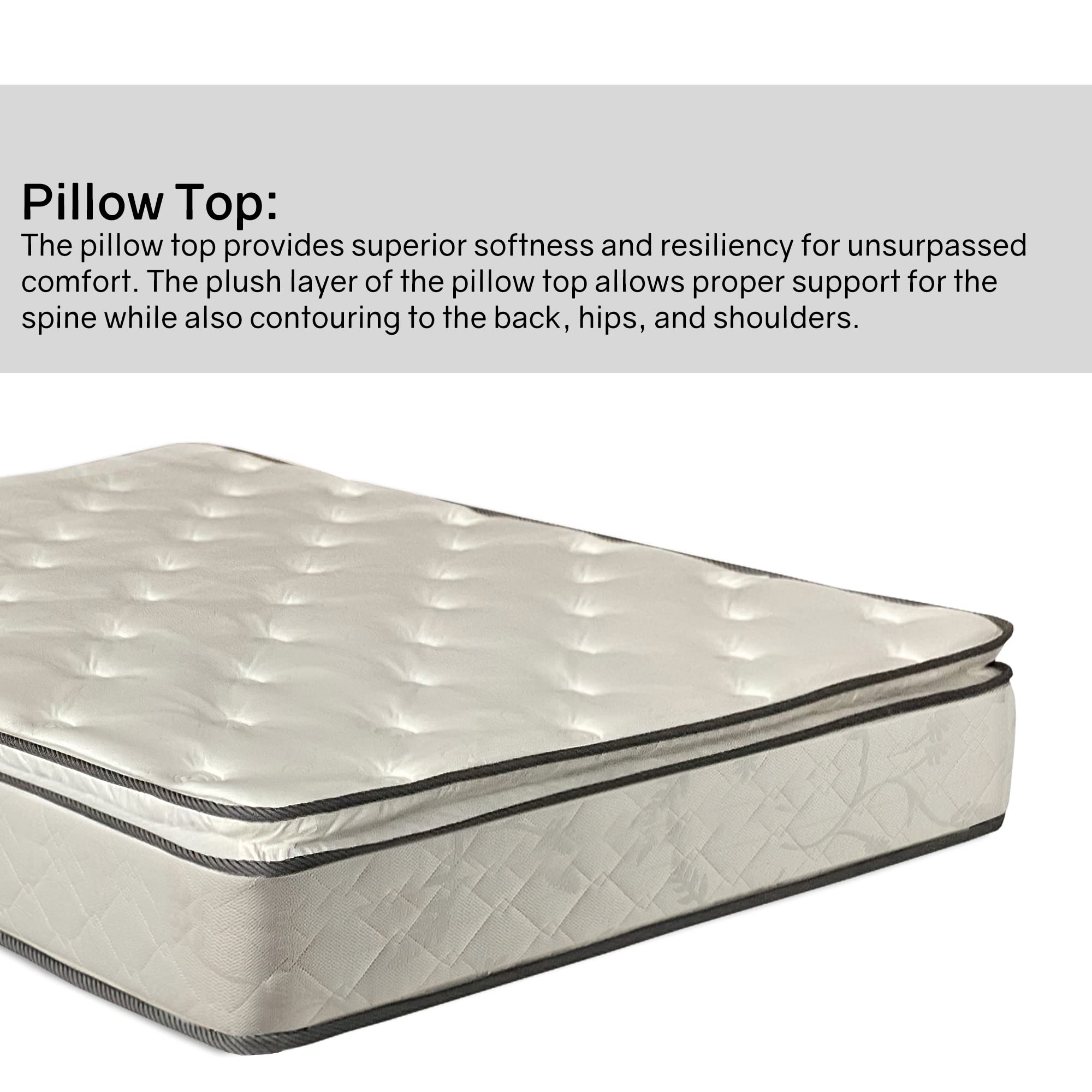10-Inch Medium Plush Pillowtop Innerspring Mattress & 4-Inch Metal Box Spring Set - Twin XL Size 79