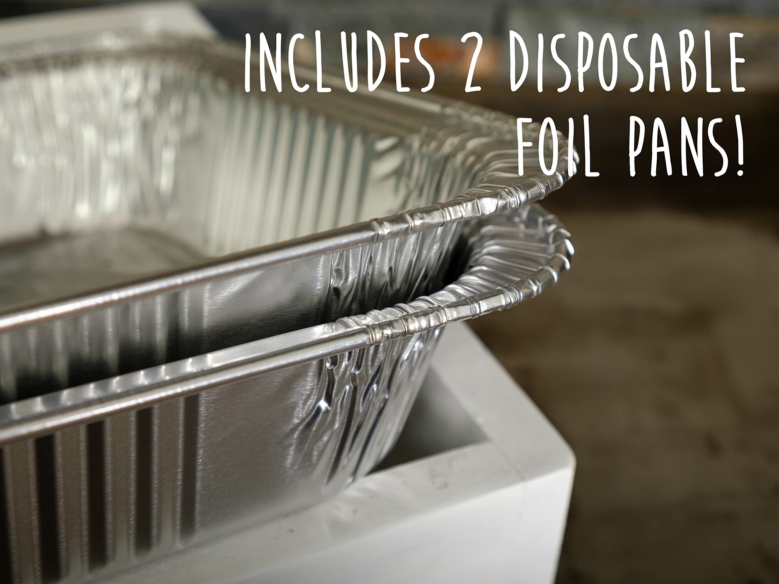 Full Size Disposable Aluminum Foil Pan Holder - Heavy Duty Buffet Server & Tray Display Stand for Catering, Weddings, Parties - Perfect for Farmhouse Kitchen Decor & Event Serving