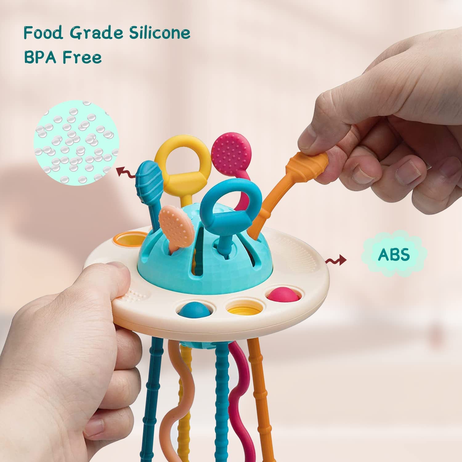Montessori Sensory Toys for 1 Year Old - Food Grade Silicone Pull String Teething Toys for Babies & Toddlers - Early Educational Fine Motor Skills Activity Toys - Perfect Birthday Gift for 18M+ - Ideal for Daycare, Home Play & Travel Learning Activities