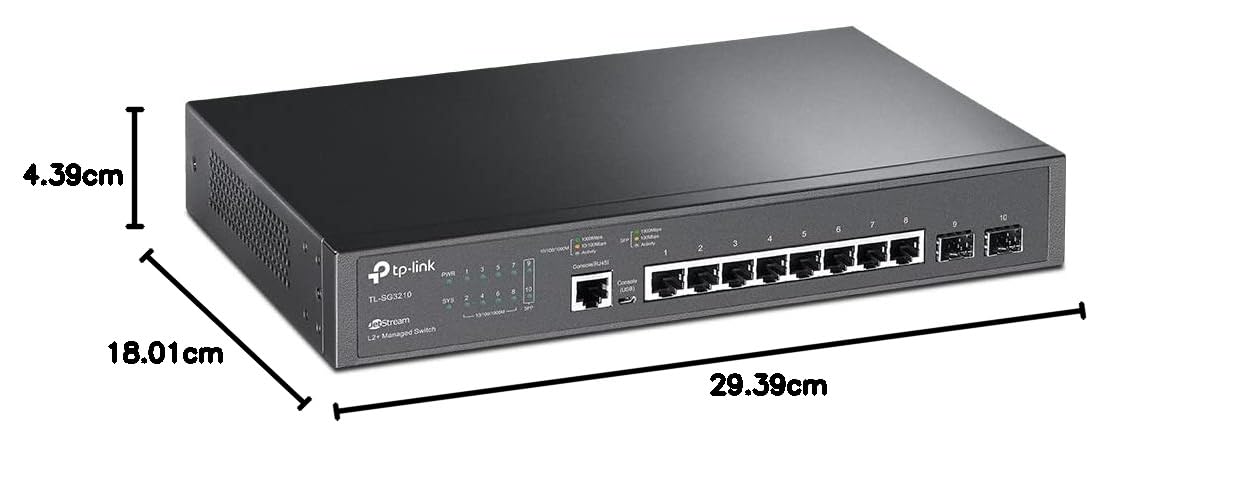 TP-Link TL-SG3210 v3 8-Port Gigabit Ethernet Switch with 2 SFP Slots | Omada SDN Integrated Smart Managed L2+ Switch | IPv6, Static Routing, QoS (L2/L3/L4), IGMP & LAG Support | 5-Year Warranty | Ideal for Home Office, Small Business Network & Data Center Connectivity