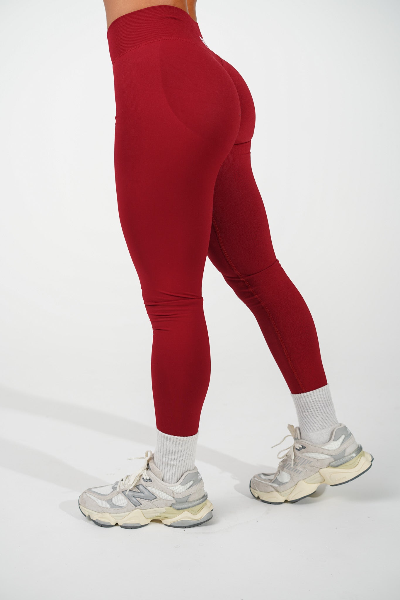 RECOIL High Waist Yoga Leggings for Women - Dark Red | Tummy Control Workout Pants | Perfect for Yoga, Gym, Running & Lounge Wear