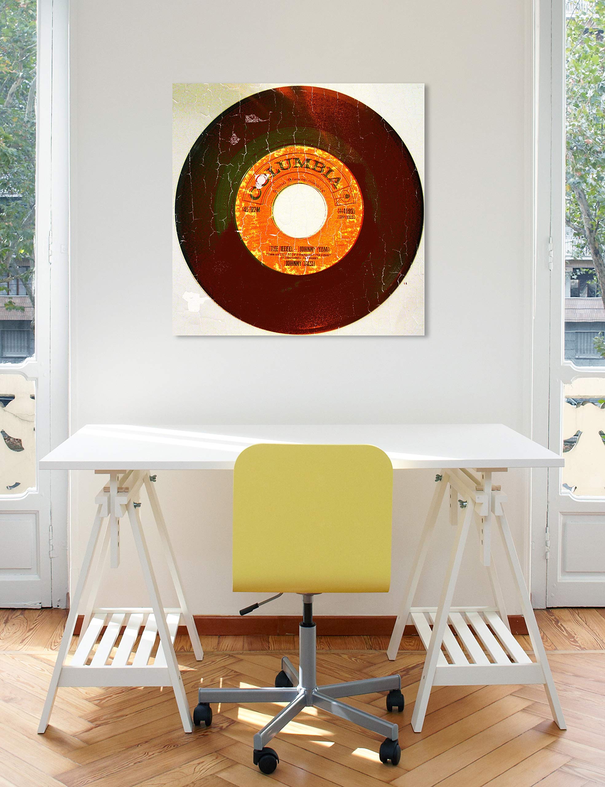 Rebel Vinyl Music Wall Art Canvas Print - 30x30 Inches Orange & Black Home Decor by Oliver Gal Artist Co. - Perfect for Living Room, Bedroom & Music Studio Decor