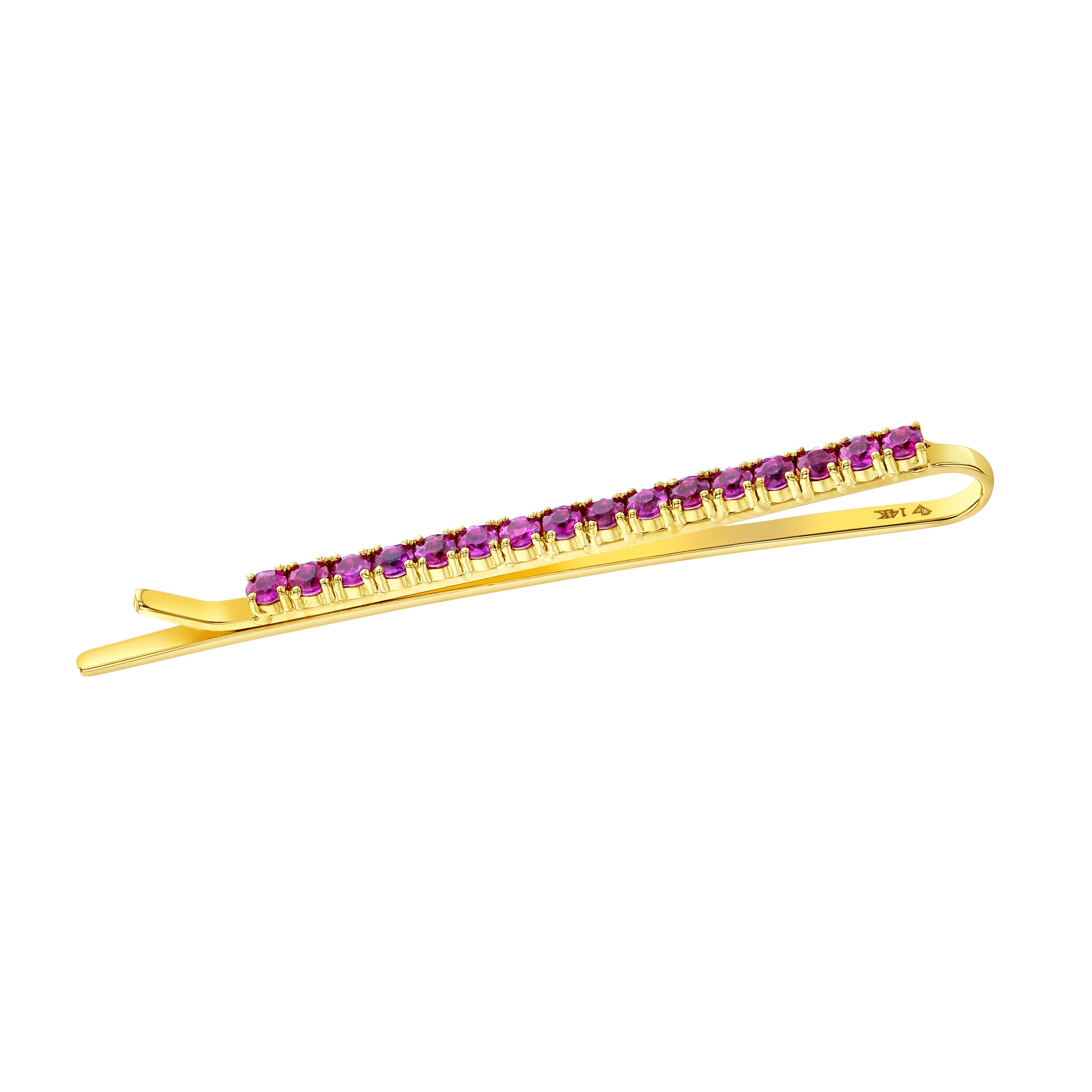 Elegant Pink Sapphire & 14K Yellow Gold Hair Pin - Vintage Bridal Hair Accessory for Weddings & Special Occasions