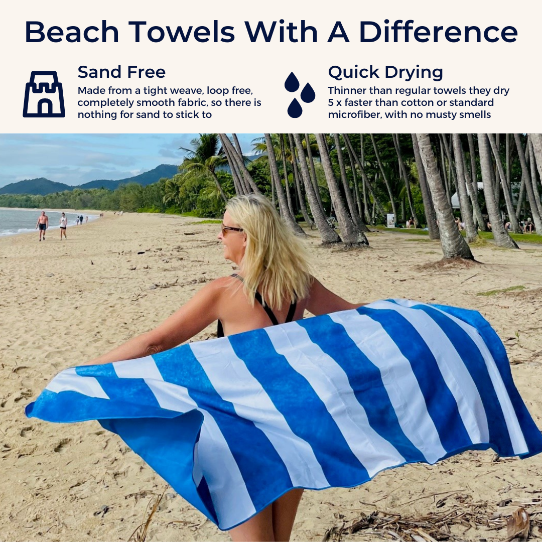 Premium Bondi Large Beach Towel with Pouch - Extra Large 100% Cotton Quick Dry Towel for Pool, Beach, Yoga & Travel - Soft & Absorbent Bath Towel for Adults & Kids