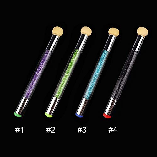 Dual-Ended Nail Art Brushes with Stamper & Blooming Pencil - 5pcs Colorful Rhinestone Handle Nail Polish Tools for Professional & DIY Manicures - Perfect for Salon, Home Use & Nail Art Enthusiasts