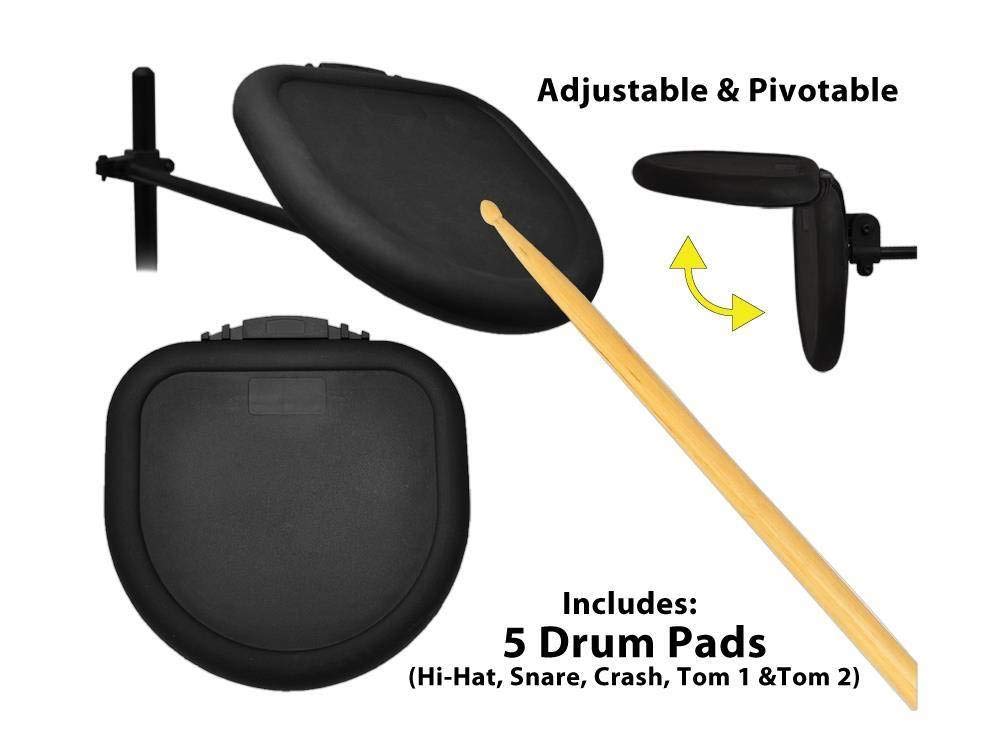 Pyle PED021M 9-Piece Electronic Drum Set with 5 Drum Pads, 2 Cymbal Pads, Hi-Hat, Bass Pedal & Stand - Professional/Beginner Drum Kit for Home Practice & Stage Performance