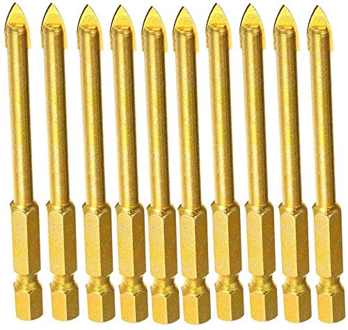 10Pcs 3mm Tungsten Carbide Drill Bit Set for Glass, Ceramic & Tile - Spear Head Flat Drill Bits for DIY Projects & Home Renovation