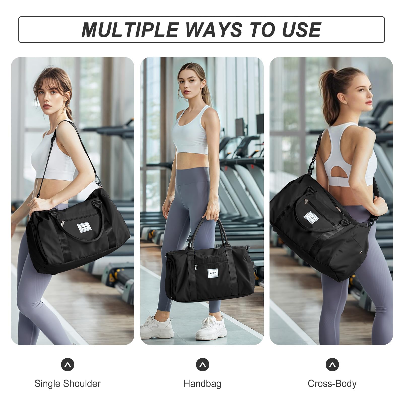 Premium Gym Bag for Women & Men with Shoe Compartment & Wet Pocket - Waterproof Travel Duffel Bag for Sports, Gym, Weekend Trips & Airplane Carry-On - Includes Toiletry Bag for Overnight Stays & Hospital Visits