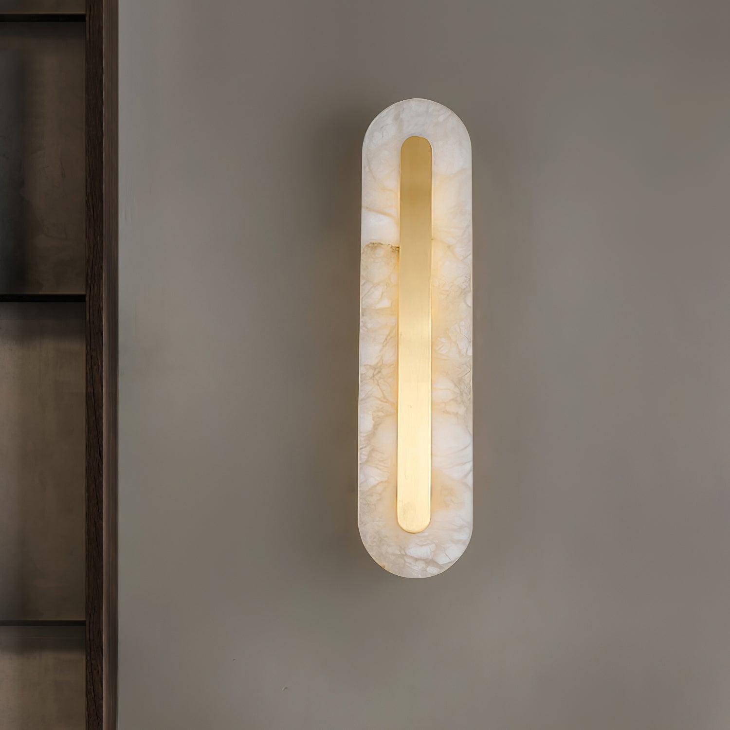 Modern Alabaster Rounded Wall Light Fixture - Elegant Indoor Sconce for Living Room, Bedroom & Hallway Lighting