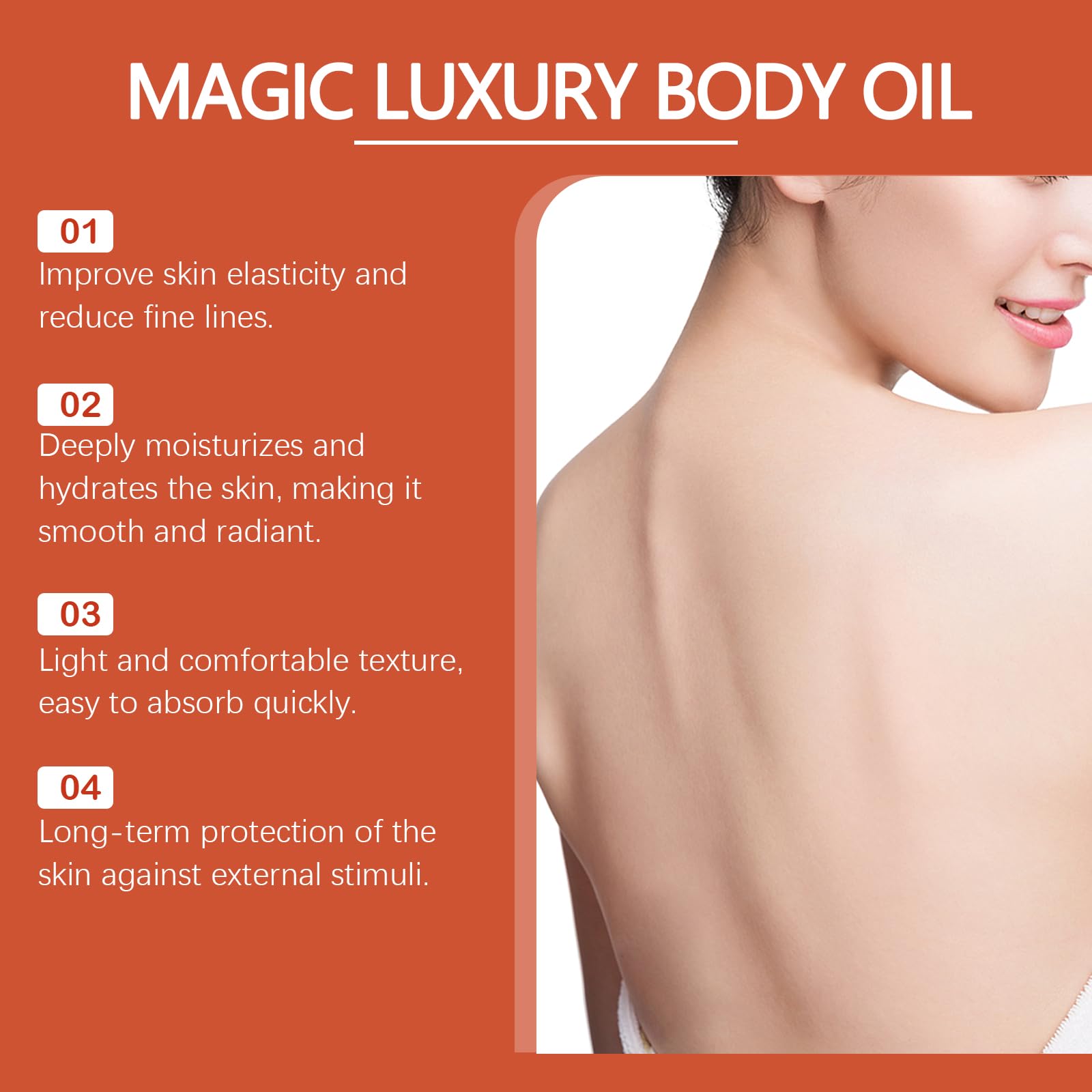 Magic Body Firming Oil - Hydrating & Tightening Skin Oil with Vitamin E, Rosehip & Almond Oils - Full Body Moisturizer for Arms, Chest & Thighs - Perfect for Post-Workout Recovery & Nighttime Skin Care